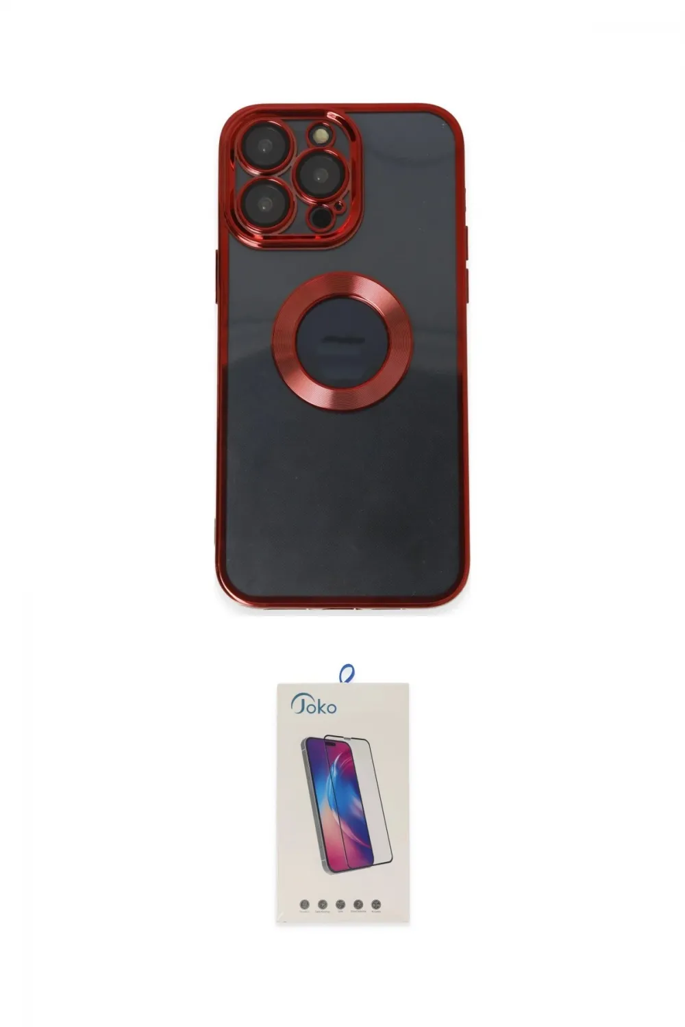 ieg™ iPhone 14 Pro Max Kılıf Pusula Form - Siyah Joko 5D Cam