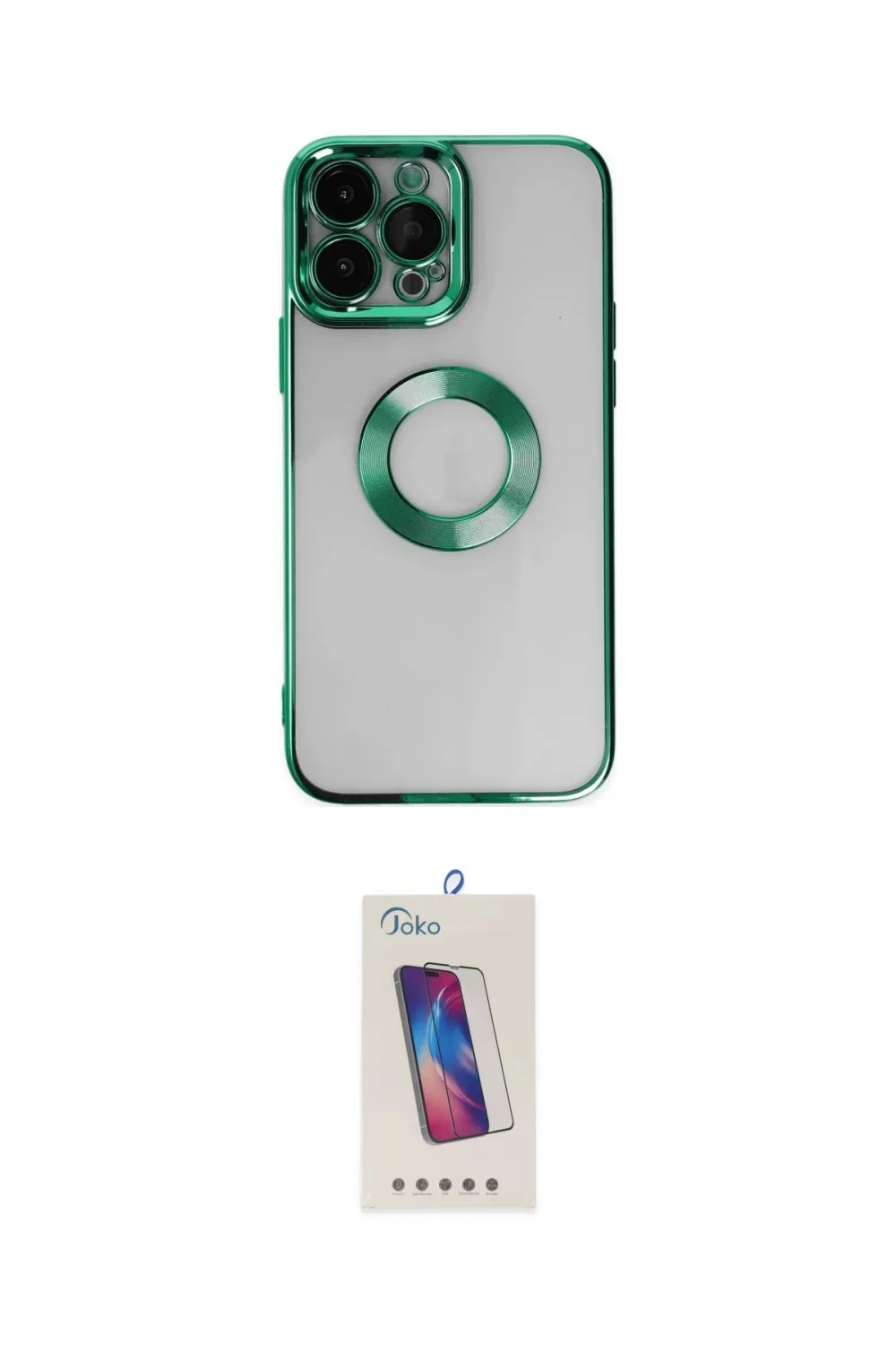ieg™ iPhone 14 Pro Max Kılıf Pusula Form - Siyah Joko 5D Cam