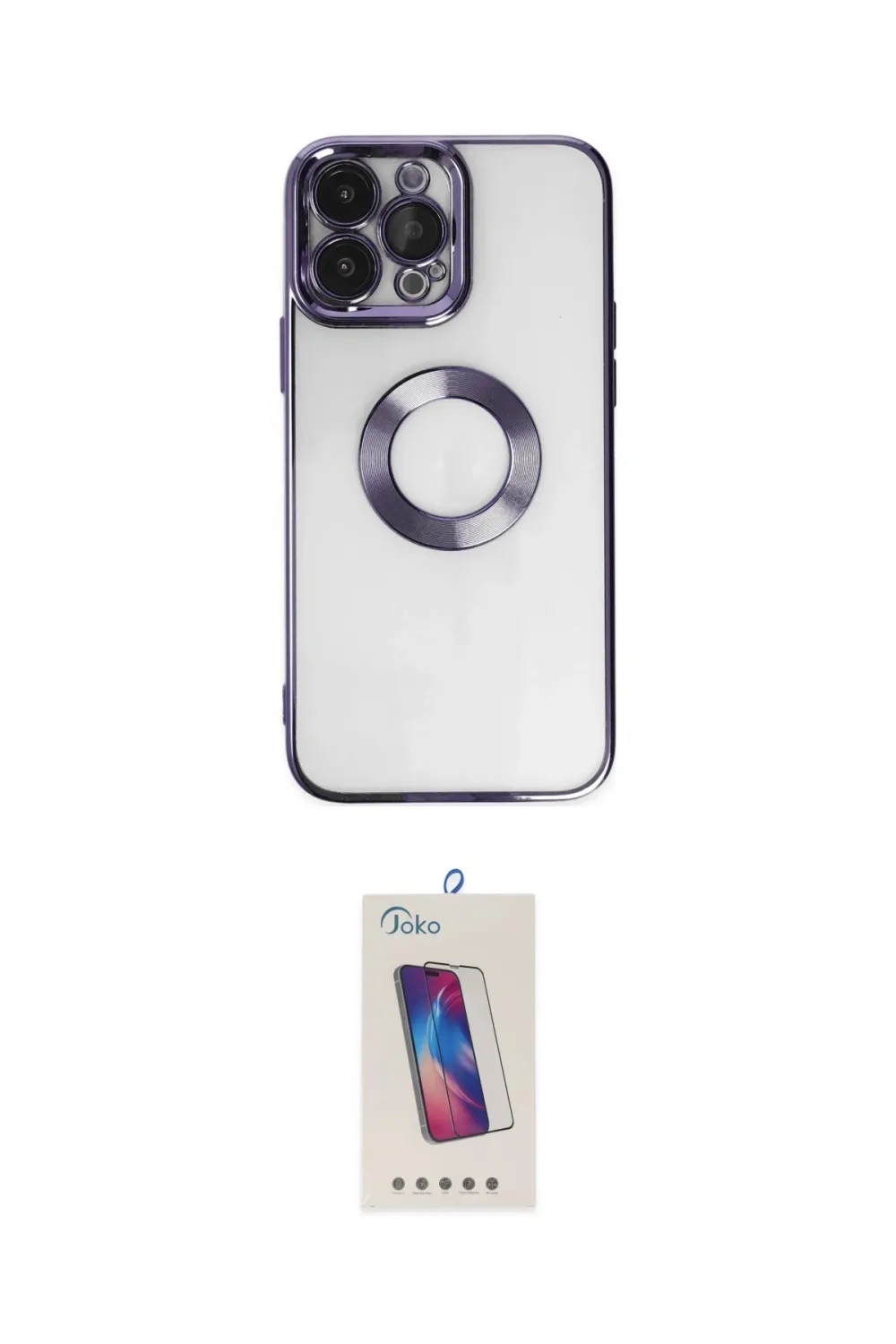 ieg™ iPhone 14 Pro Max Kılıf Pusula Form - Siyah Joko 5D Cam