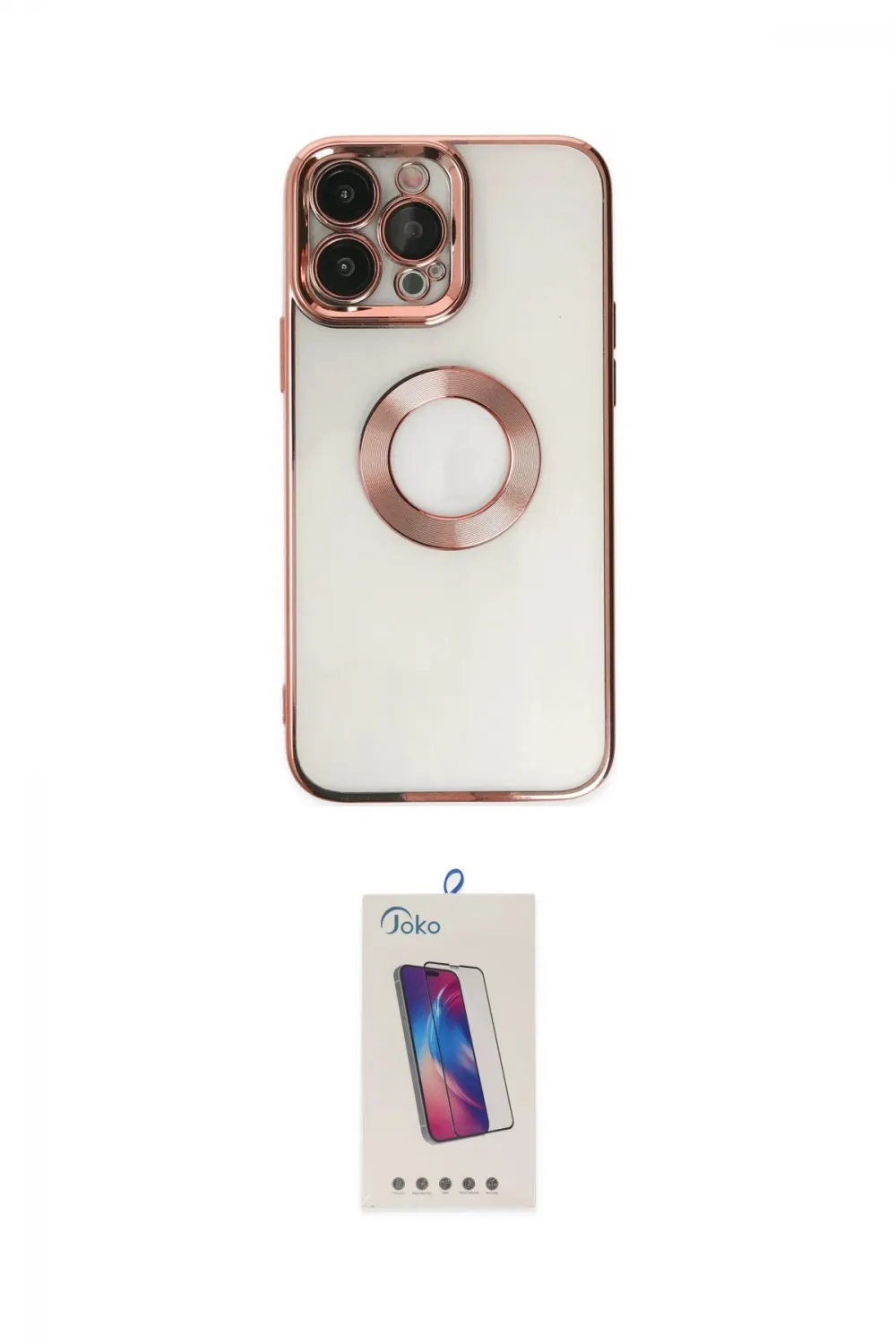 ieg™ iPhone 14 Pro Max Kılıf Pusula Form - Siyah Joko 5D Cam