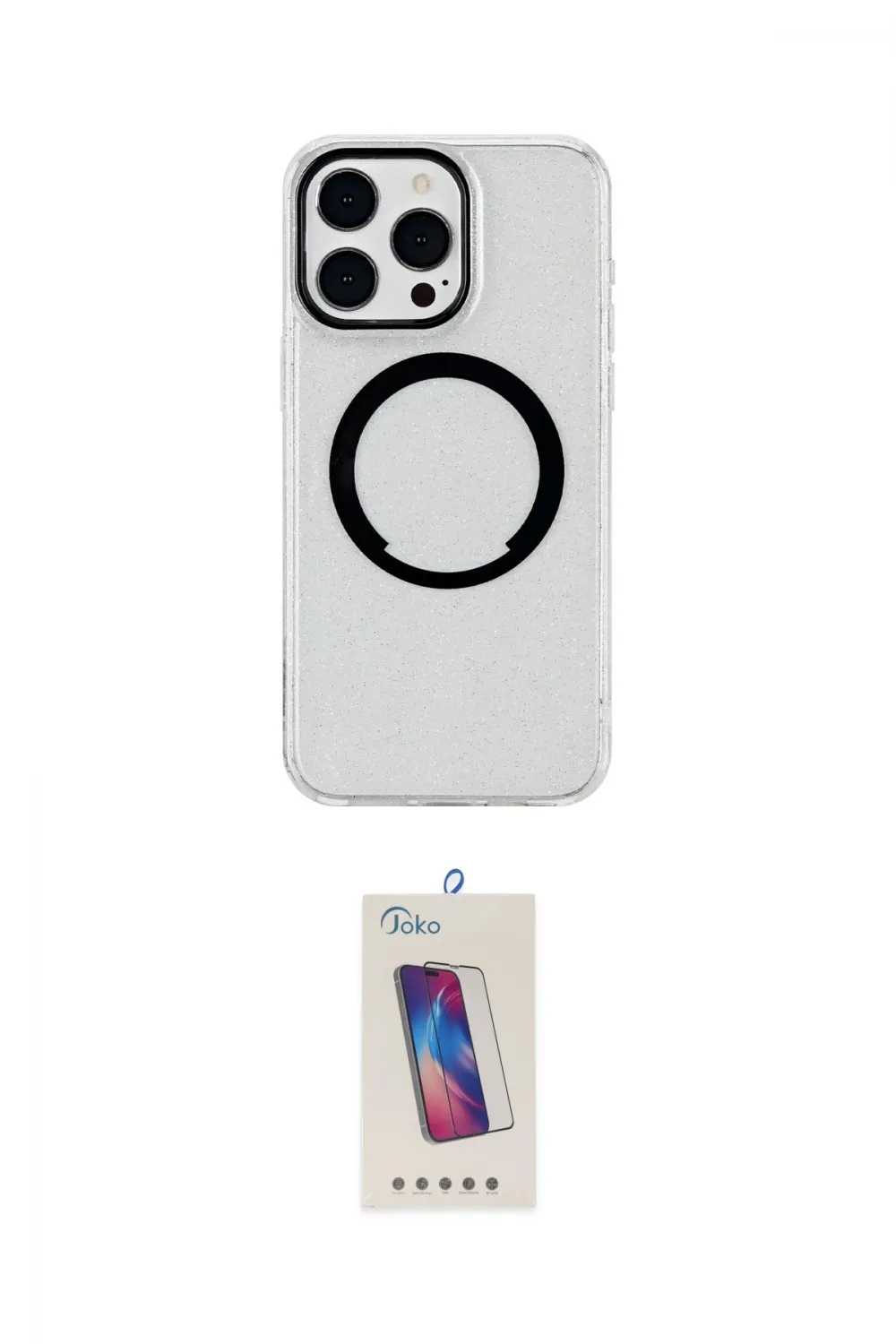 ieg™ iPhone 14 Pro Max Kılıf Pusula Form - Siyah Joko 5D Cam