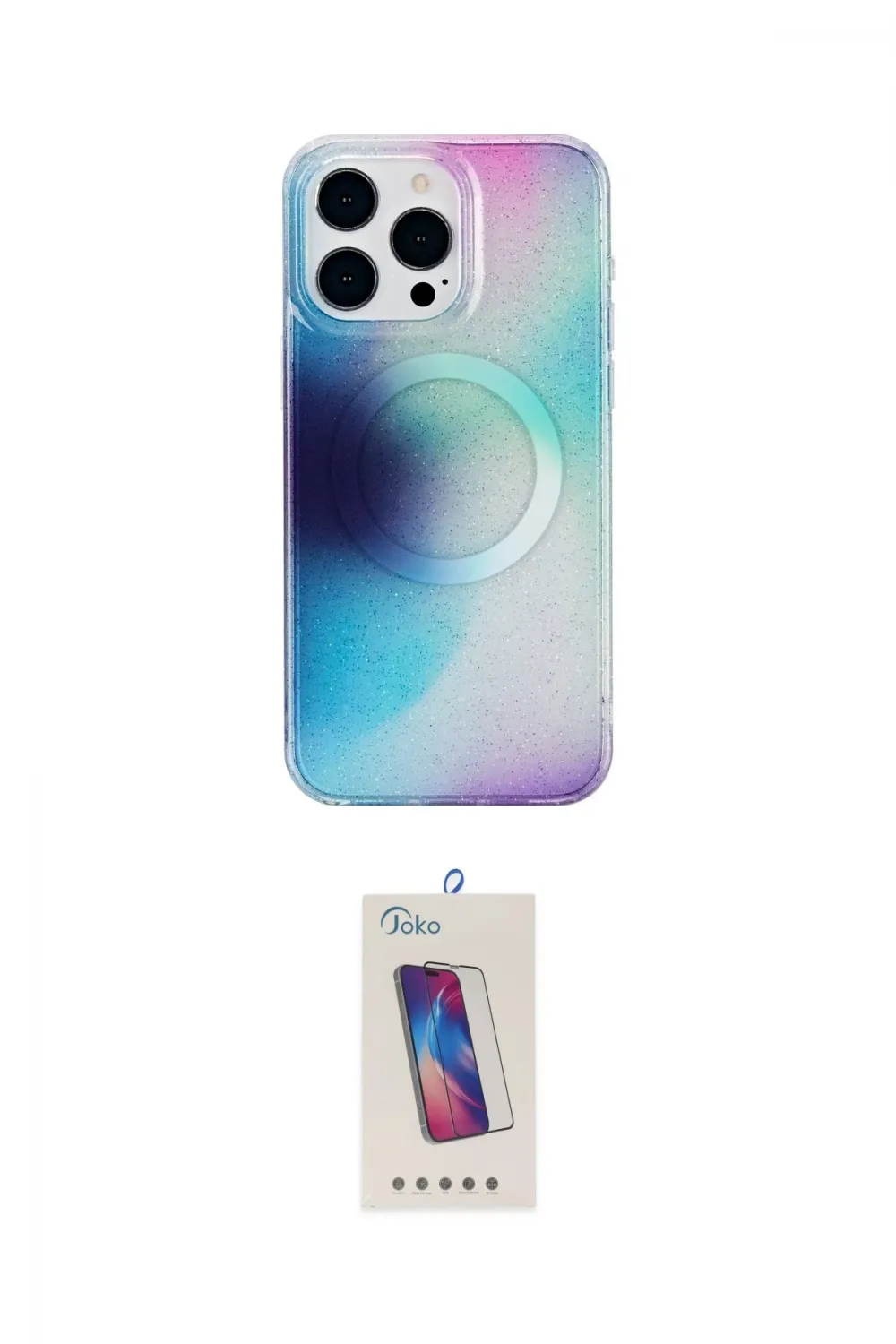 ieg™ iPhone 14 Pro Max Kılıf Pusula Form - Siyah Joko 5D Cam
