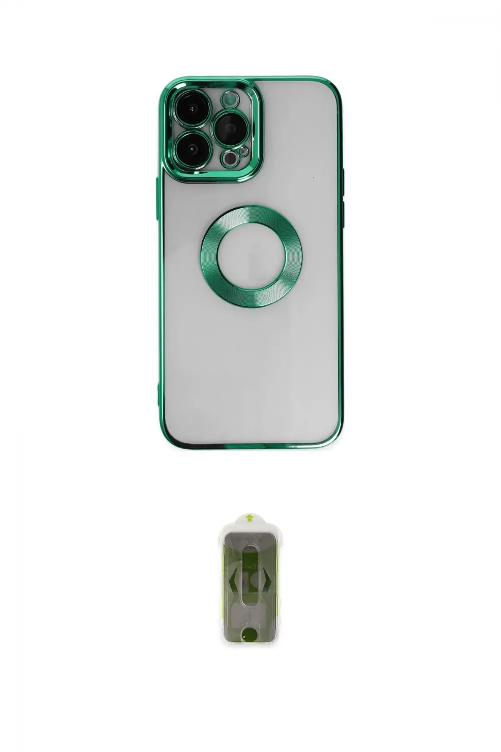 ieg™ iPhone 14 Pro Max Kılıf Pusula Form - Siyah Joko Magic 5D Hayalet Cam