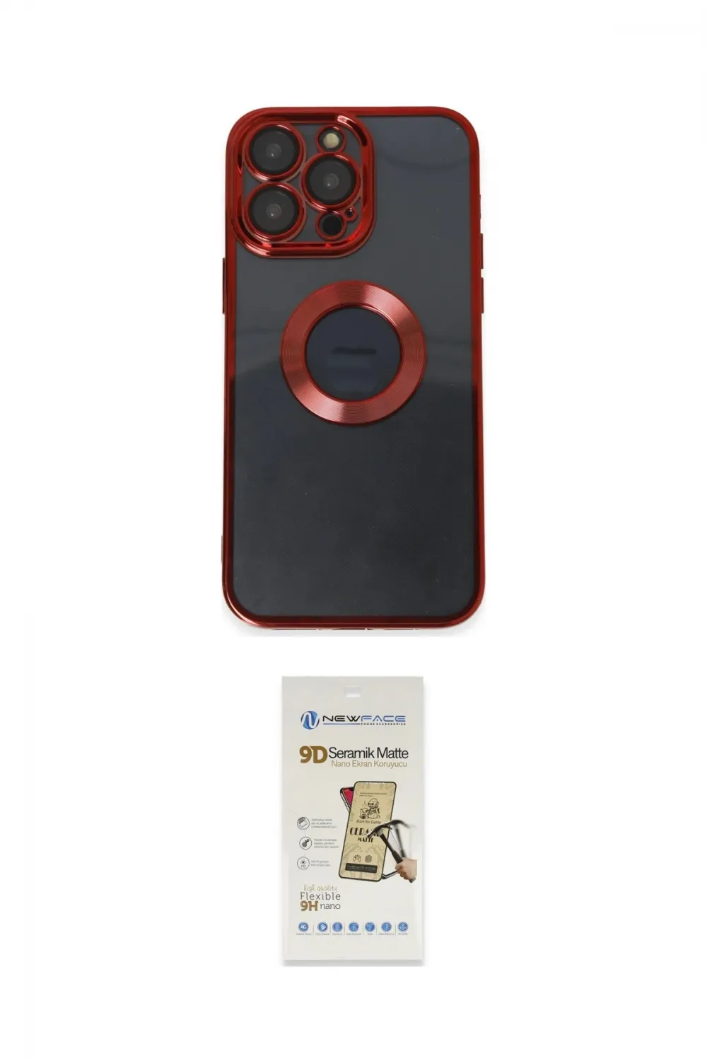 ieg™ iPhone 14 Pro Max Kılıf Pusula Form - Siyah Mat Seramik Nano Ekran Koruyucu