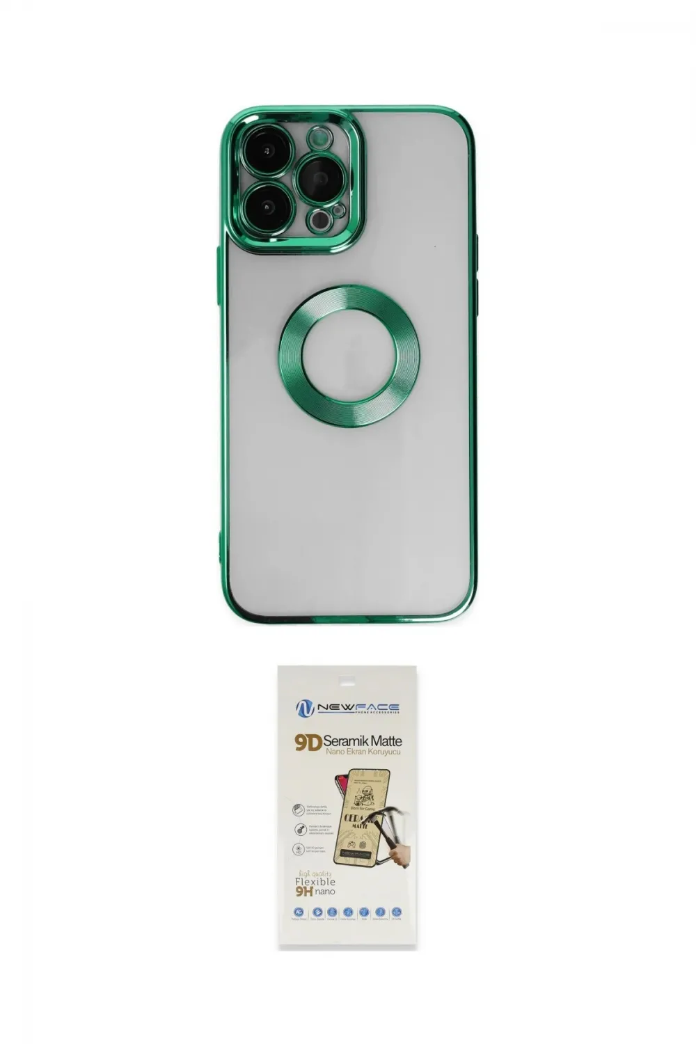 ieg™ iPhone 14 Pro Max Kılıf Pusula Form - Siyah Mat Seramik Nano Ekran Koruyucu