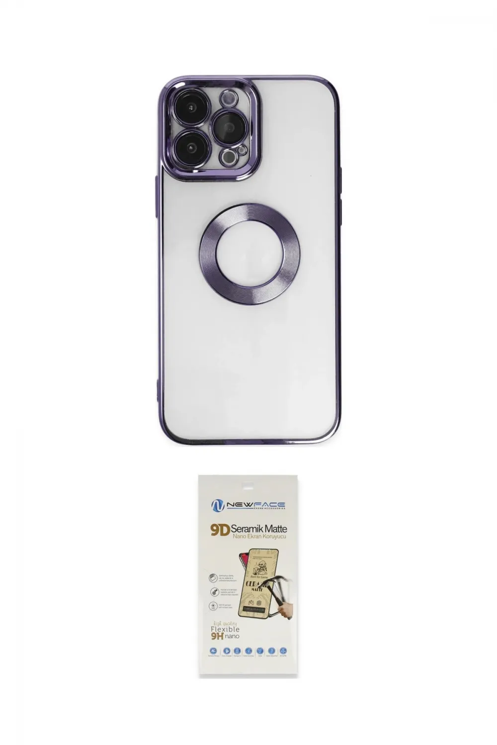 ieg™ iPhone 14 Pro Max Kılıf Pusula Form - Siyah Mat Seramik Nano Ekran Koruyucu