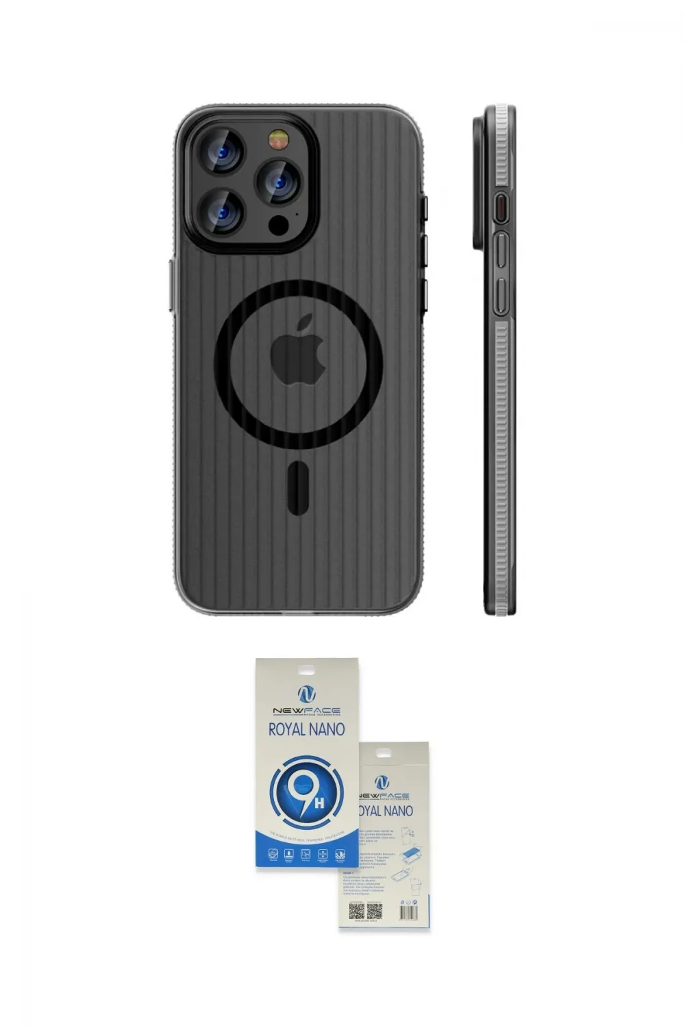 ieg™ iPhone 14 Pro Max Kılıf Pusula Minimal Koleksiyonu - Şeffaf Royal Nano Ekran Koruyucu