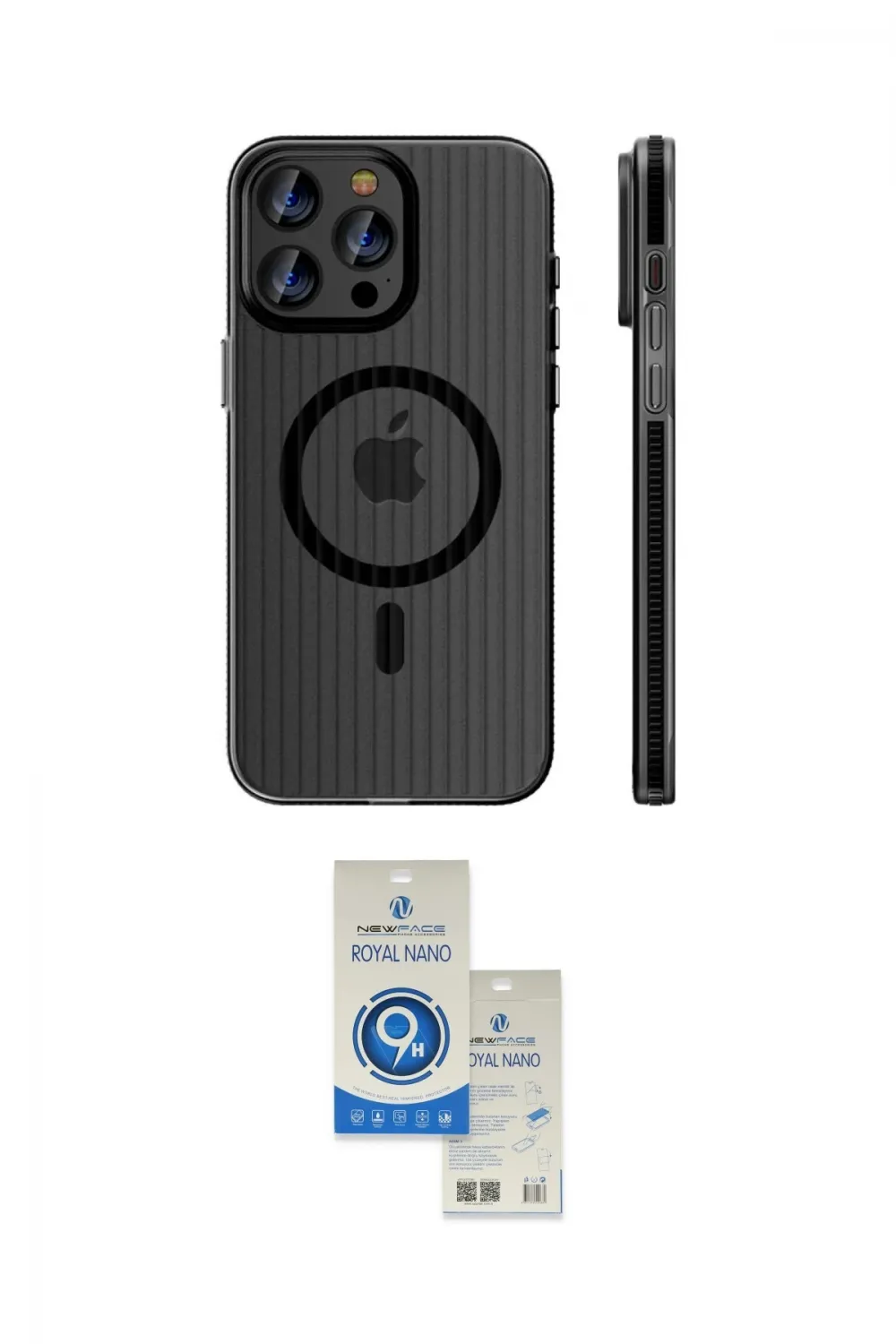 ieg™ iPhone 14 Pro Max Kılıf Pusula Minimal Koleksiyonu - Şeffaf Royal Nano Ekran Koruyucu