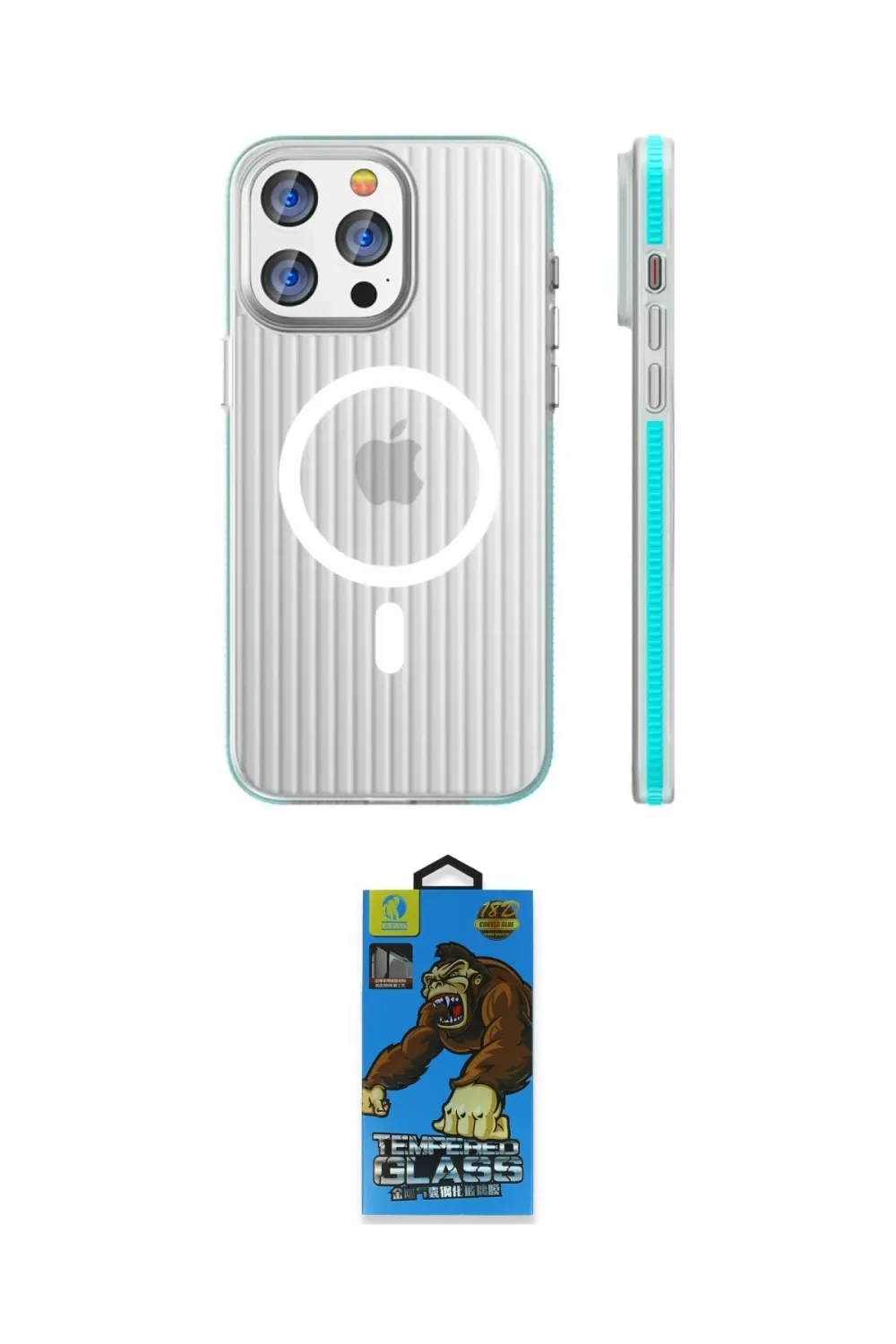 ieg™ iPhone 14 Pro Max Kılıf Pusula Minimal Koleksiyonu - Siyah 18D Cam Ekran Koruyucu
