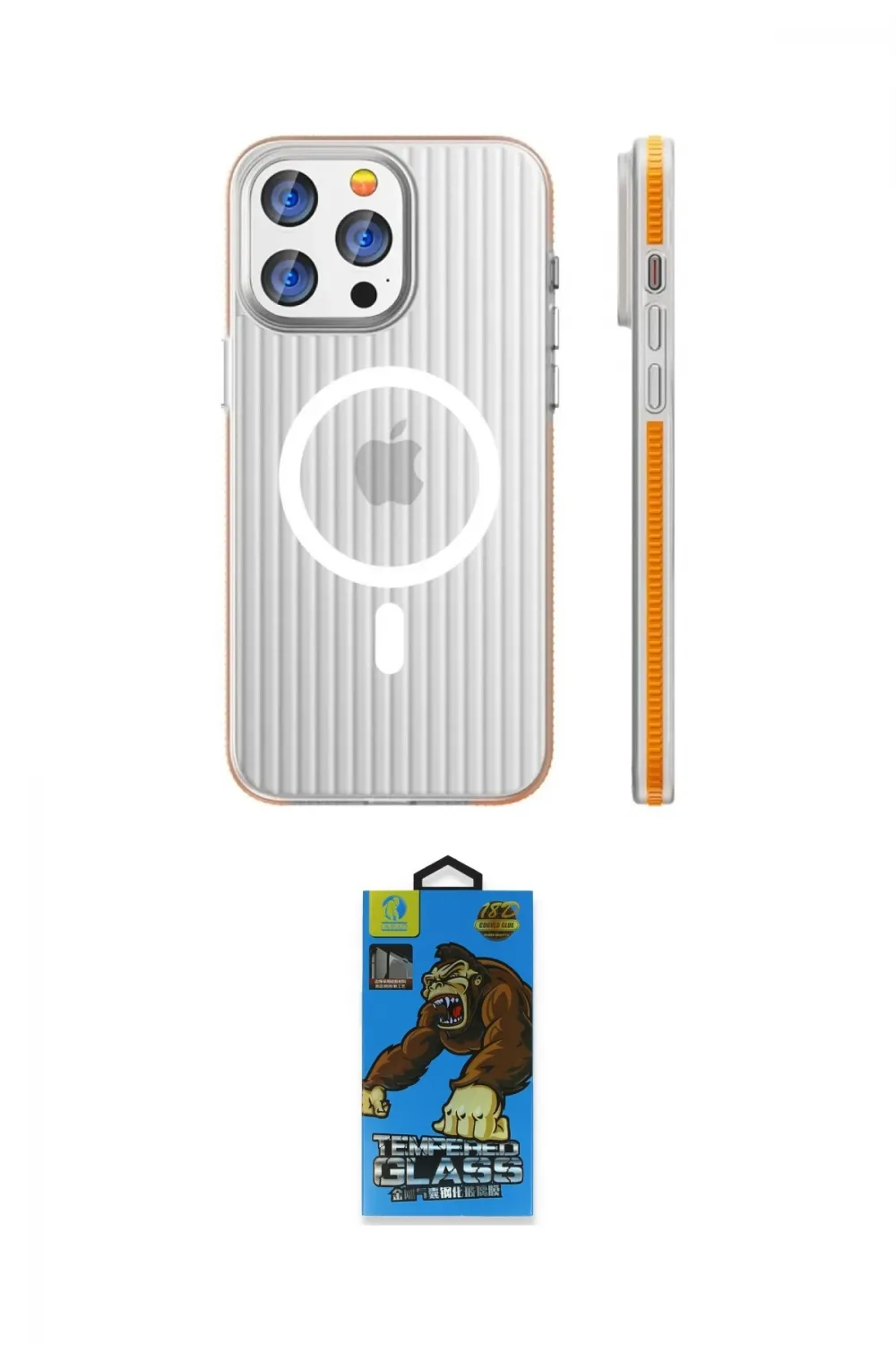 ieg™ iPhone 14 Pro Max Kılıf Pusula Minimal Koleksiyonu - Siyah 18D Cam Ekran Koruyucu