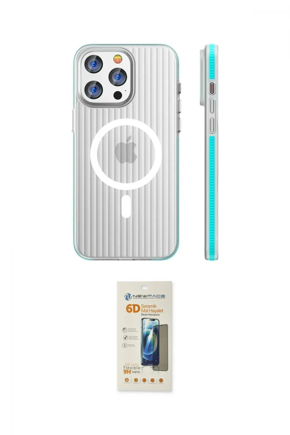 ieg™ iPhone 14 Pro Max Kılıf Pusula Minimal Koleksiyonu - Siyah 6D Mat Seramik Hayalet Nano Ekran Koruyucu