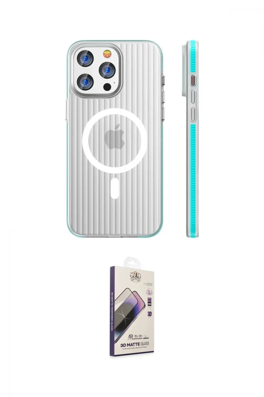 ieg™ iPhone 14 Pro Max Kılıf Pusula Minimal Koleksiyonu - Siyah Bilvis 3D Mat Cam Ekran Koruyucu