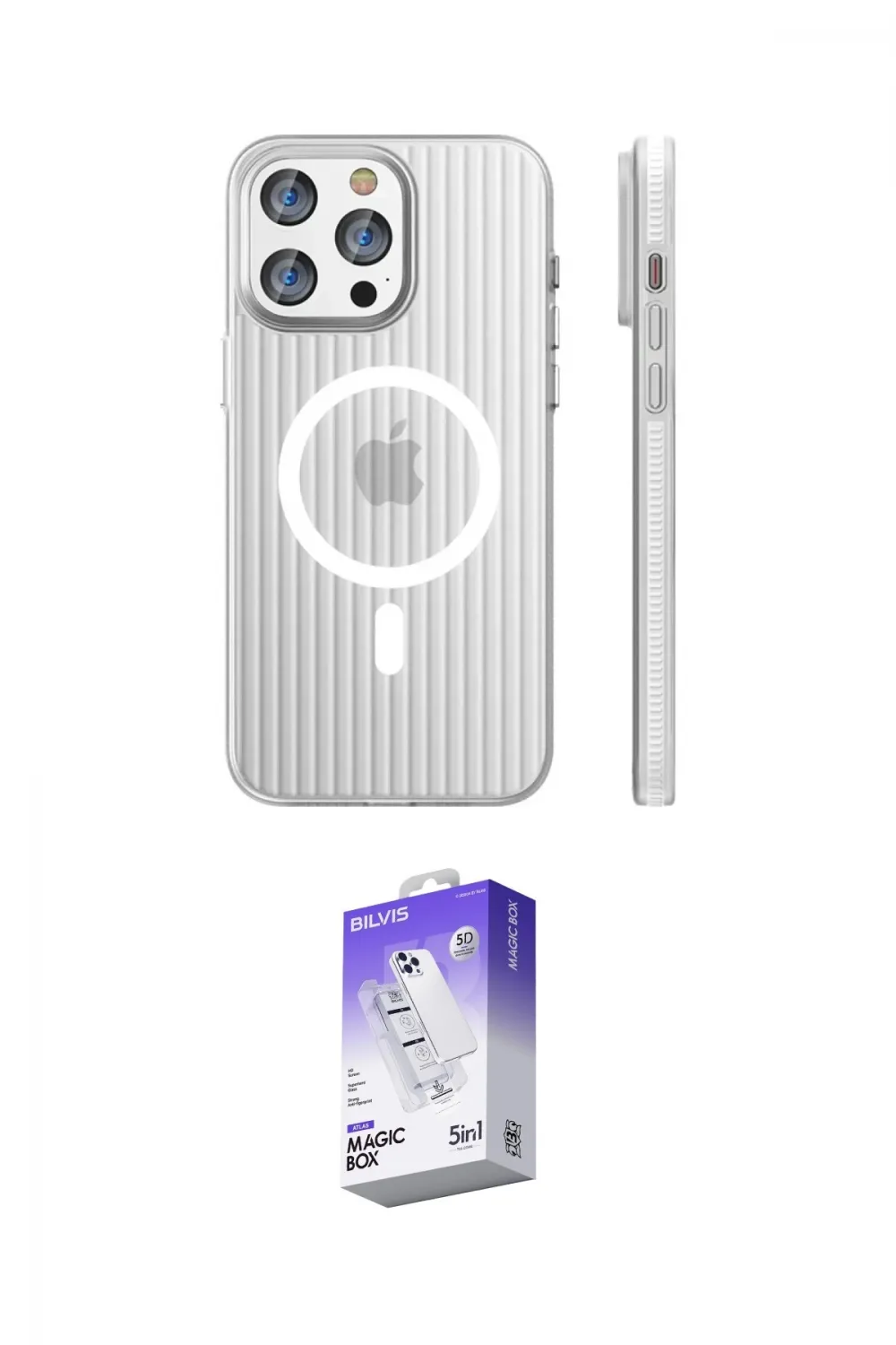 ieg™ iPhone 14 Pro Max Kılıf Pusula Minimal Koleksiyonu - Siyah Bilvis 5in1 3D Magic Cam Ekran Koruyucu