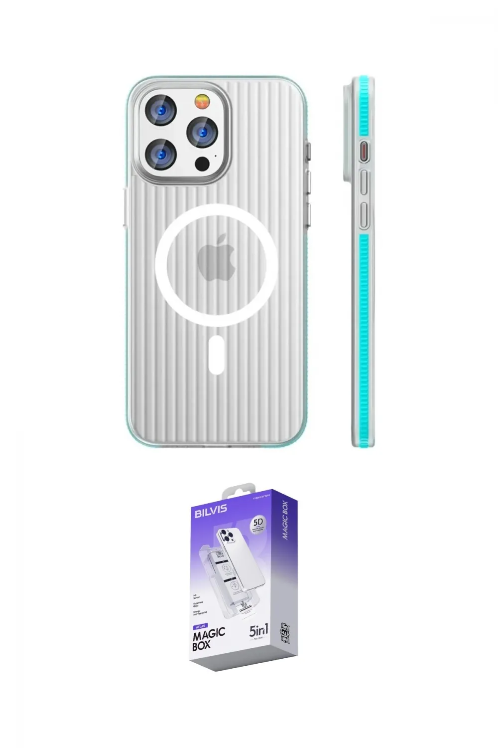 ieg™ iPhone 14 Pro Max Kılıf Pusula Minimal Koleksiyonu - Siyah Bilvis 5in1 3D Magic Cam Ekran Koruyucu
