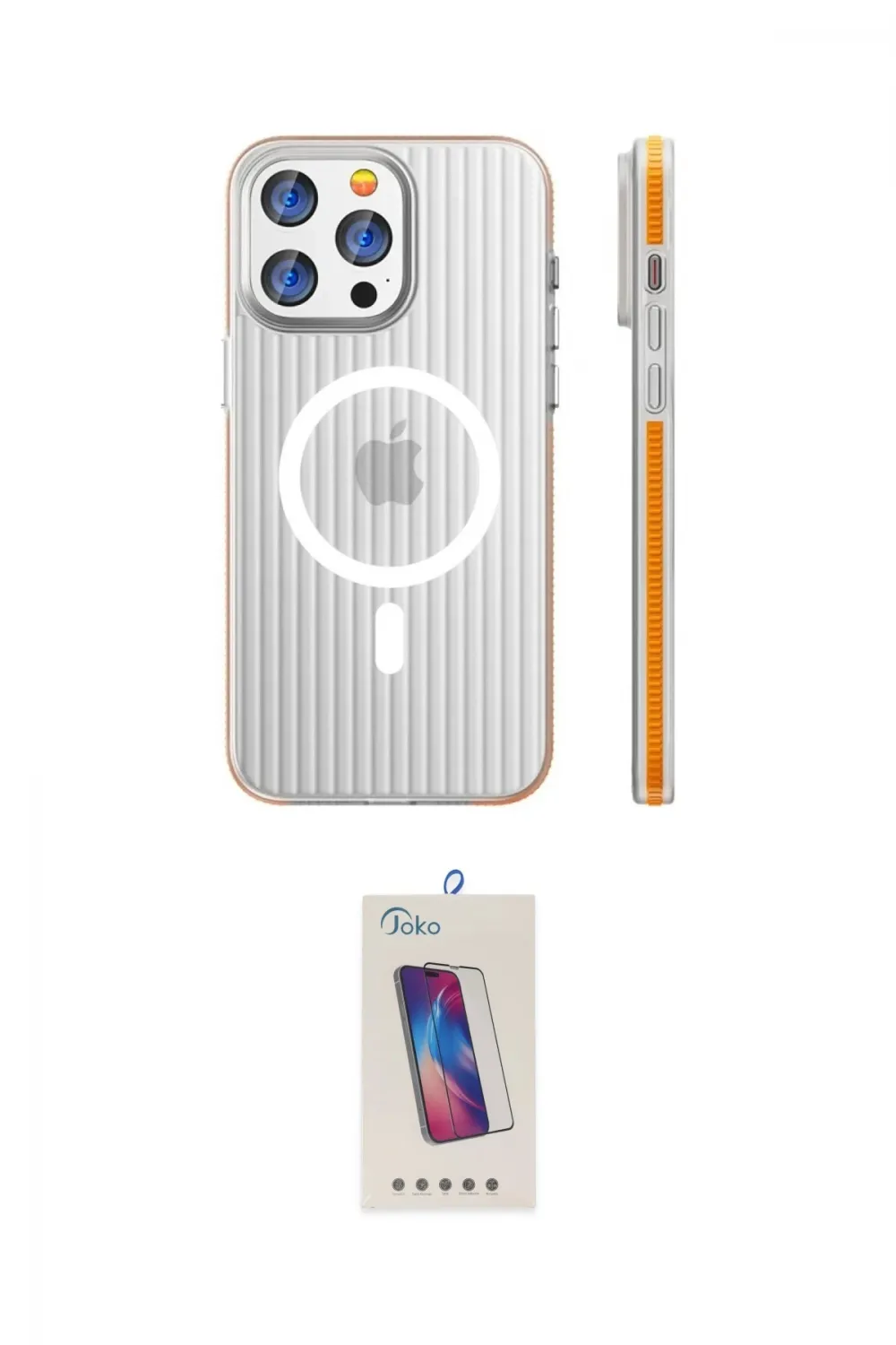 ieg™ iPhone 14 Pro Max Kılıf Pusula Minimal Koleksiyonu - Siyah Joko 5D Cam