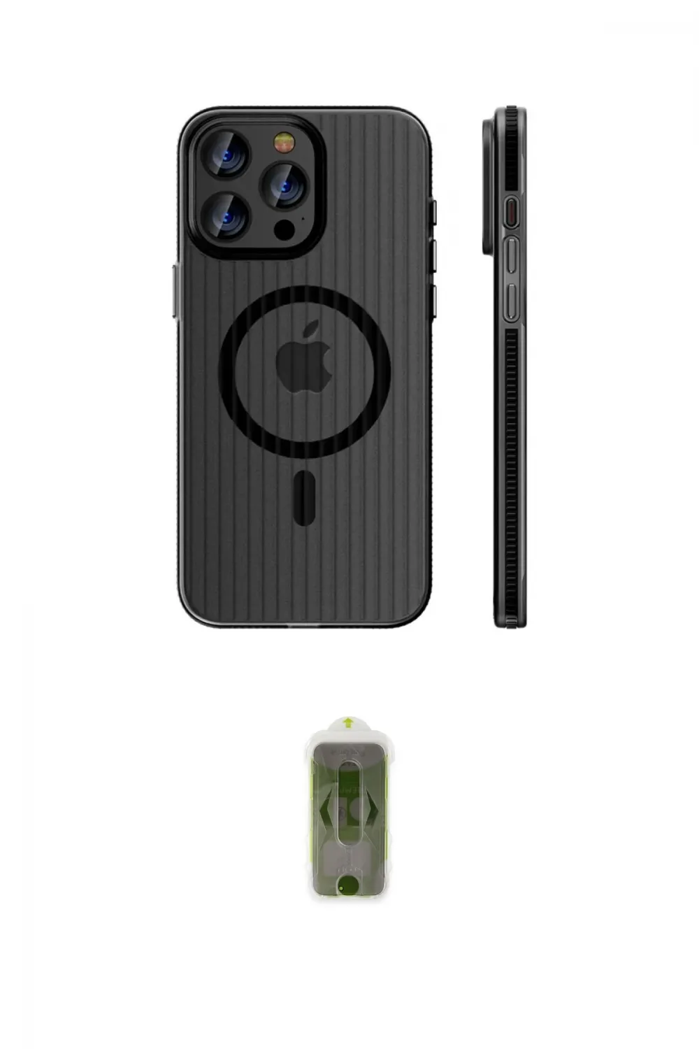 ieg™ iPhone 14 Pro Max Kılıf Pusula Minimal Koleksiyonu - Siyah Joko Magic 5D Hayalet Cam