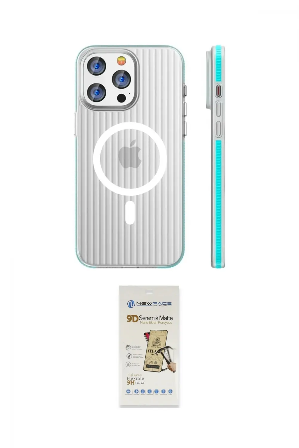 ieg™ iPhone 14 Pro Max Kılıf Pusula Minimal Koleksiyonu - Siyah Mat Seramik Nano Ekran Koruyucu