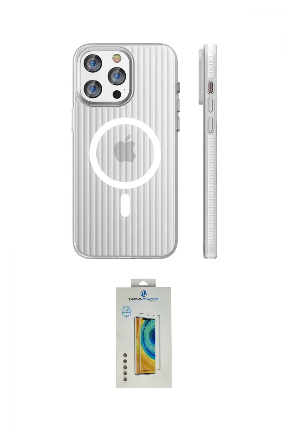 ieg™ iPhone 14 Pro Max Kılıf Pusula Minimal Koleksiyonu - Siyah Polymer Nano Ekran Koruyucu