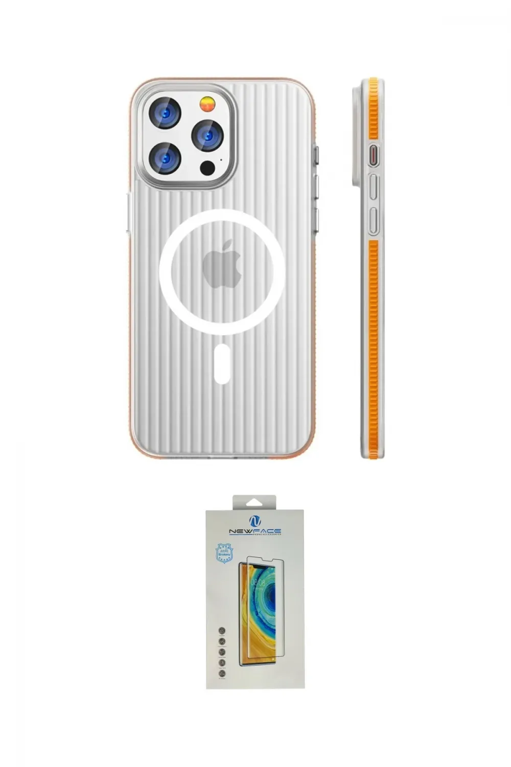 ieg™ iPhone 14 Pro Max Kılıf Pusula Minimal Koleksiyonu - Siyah Polymer Nano Ekran Koruyucu