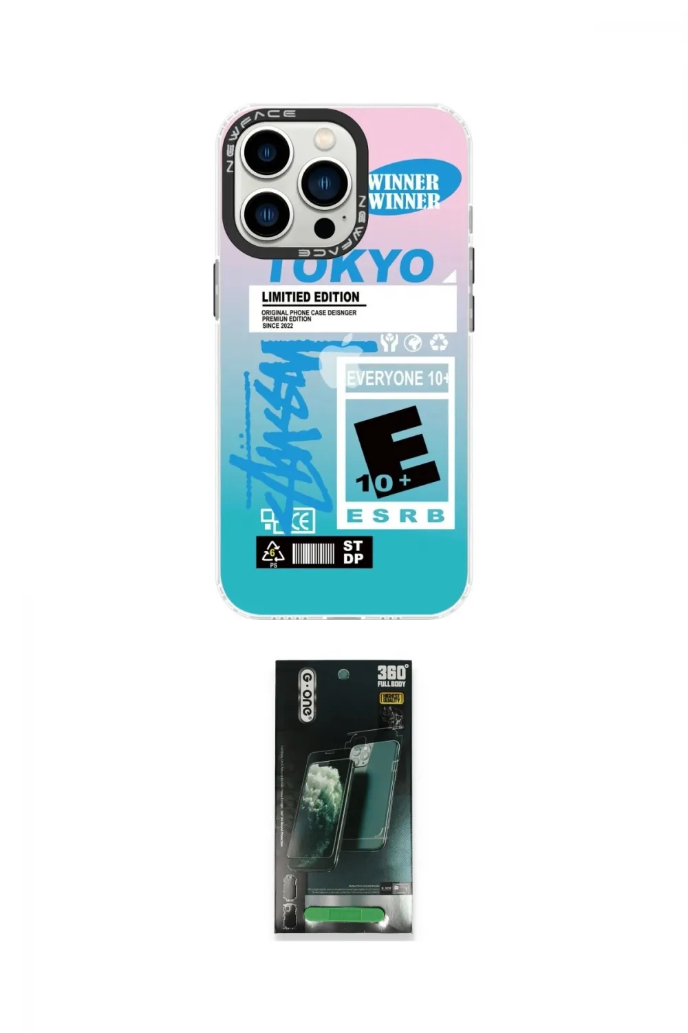 ieg™ iPhone 14 Pro Max Kılıf Siluet Çizgi Koleksiyonu - Şeffaf 360 Full Body Arka Koruyucu