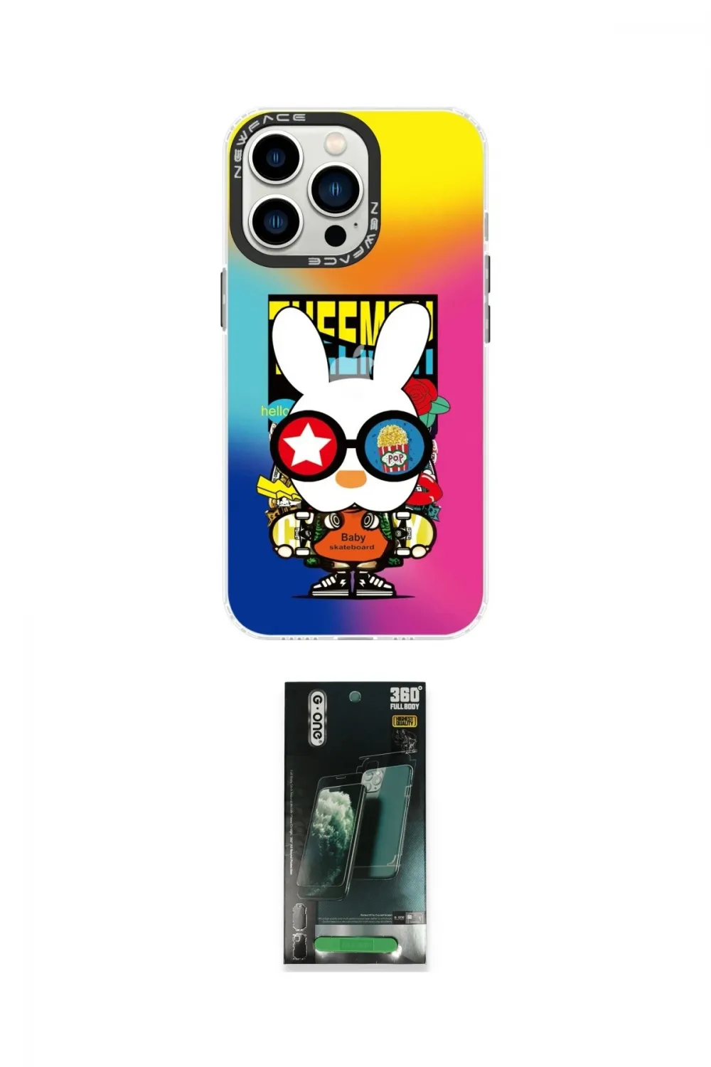 ieg™ iPhone 14 Pro Max Kılıf Siluet Çizgi Koleksiyonu - Şeffaf 360 Full Body Arka Koruyucu