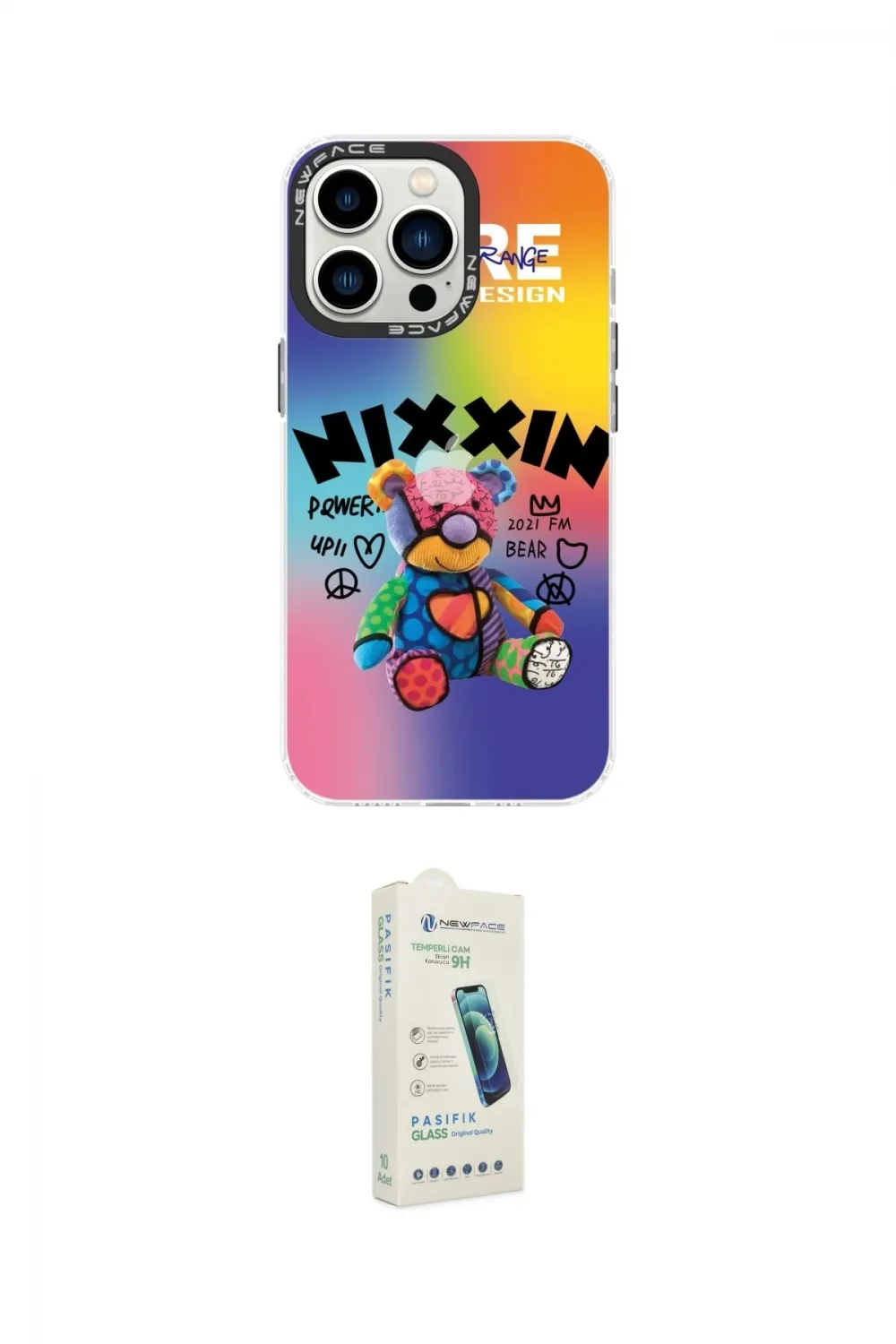 ieg™ iPhone 14 Pro Max Kılıf Siluet Çizgi Koleksiyonu - Şeffaf Pasifik Cam Ekran Koruyucu