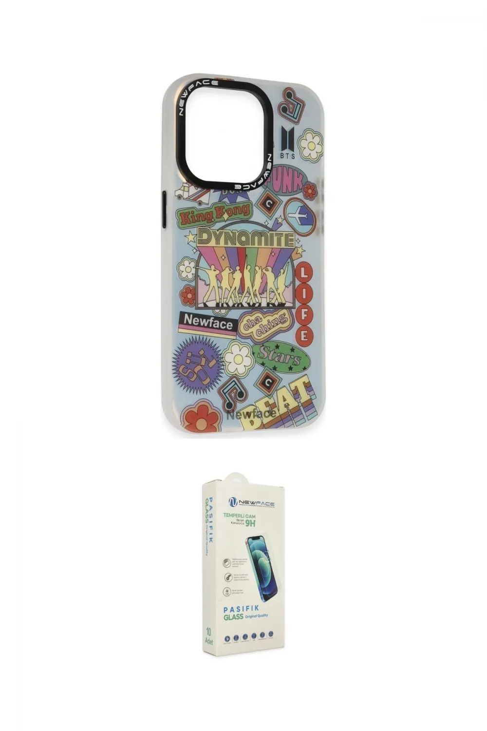 ieg™ iPhone 14 Pro Max Kılıf Siluet Çizgi Koleksiyonu - Şeffaf Pasifik Cam Ekran Koruyucu