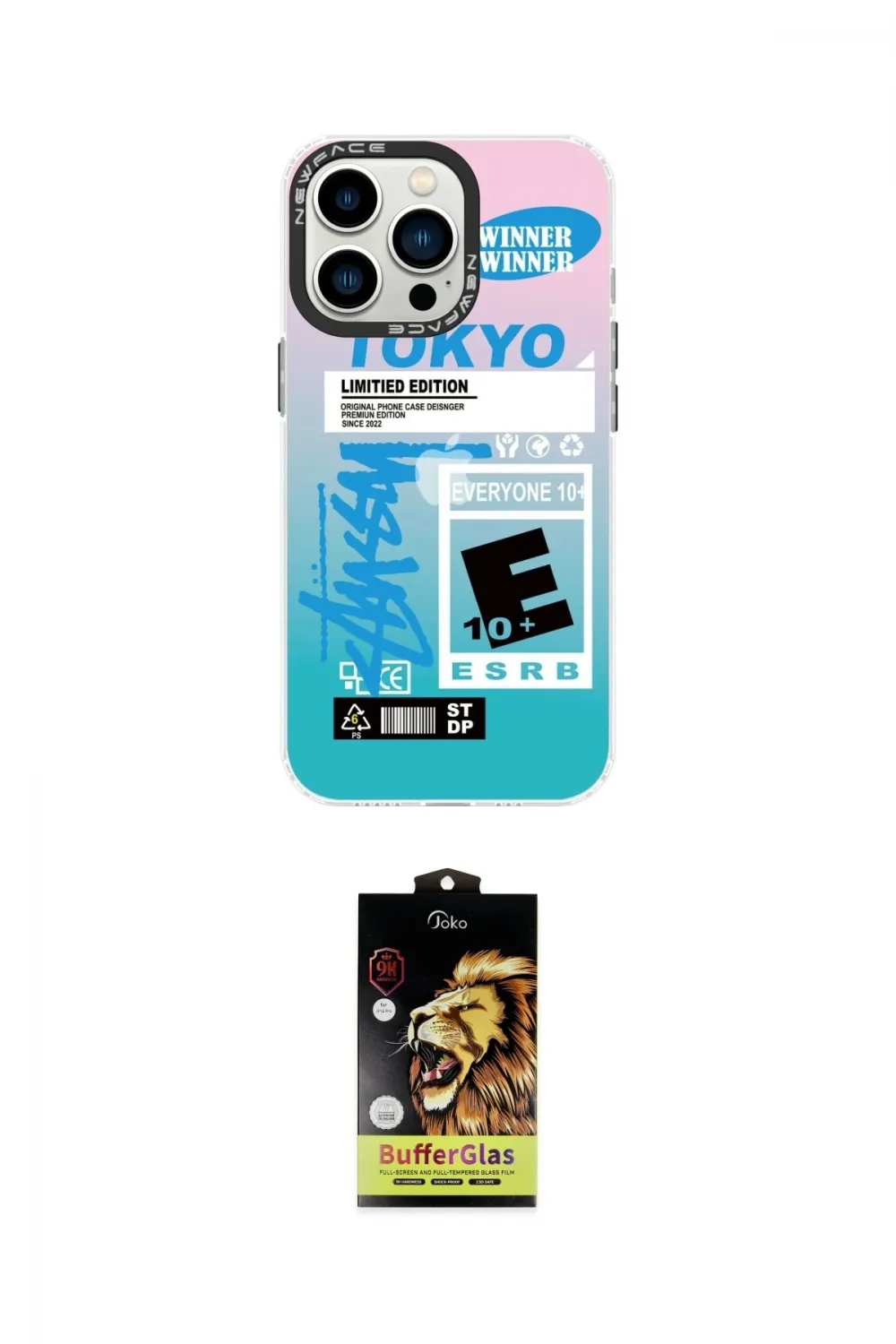 ieg™ iPhone 14 Pro Max Kılıf Siluet Çizgi Koleksiyonu - Siyah Buffer Cam Ekran Koruyucu