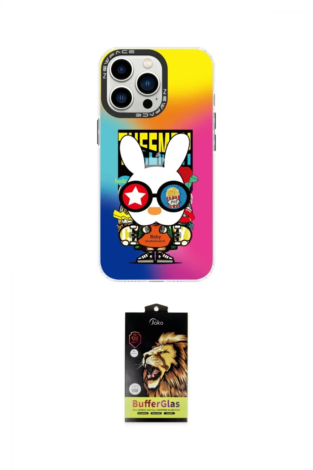 ieg™ iPhone 14 Pro Max Kılıf Siluet Çizgi Koleksiyonu - Siyah Buffer Cam Ekran Koruyucu