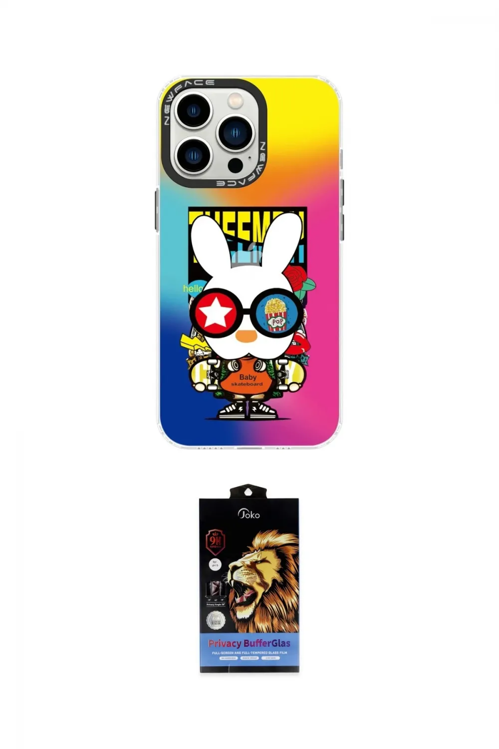 ieg™ iPhone 14 Pro Max Kılıf Siluet Çizgi Koleksiyonu - Siyah Buffer Hayalet Cam Ekran Koruyucu