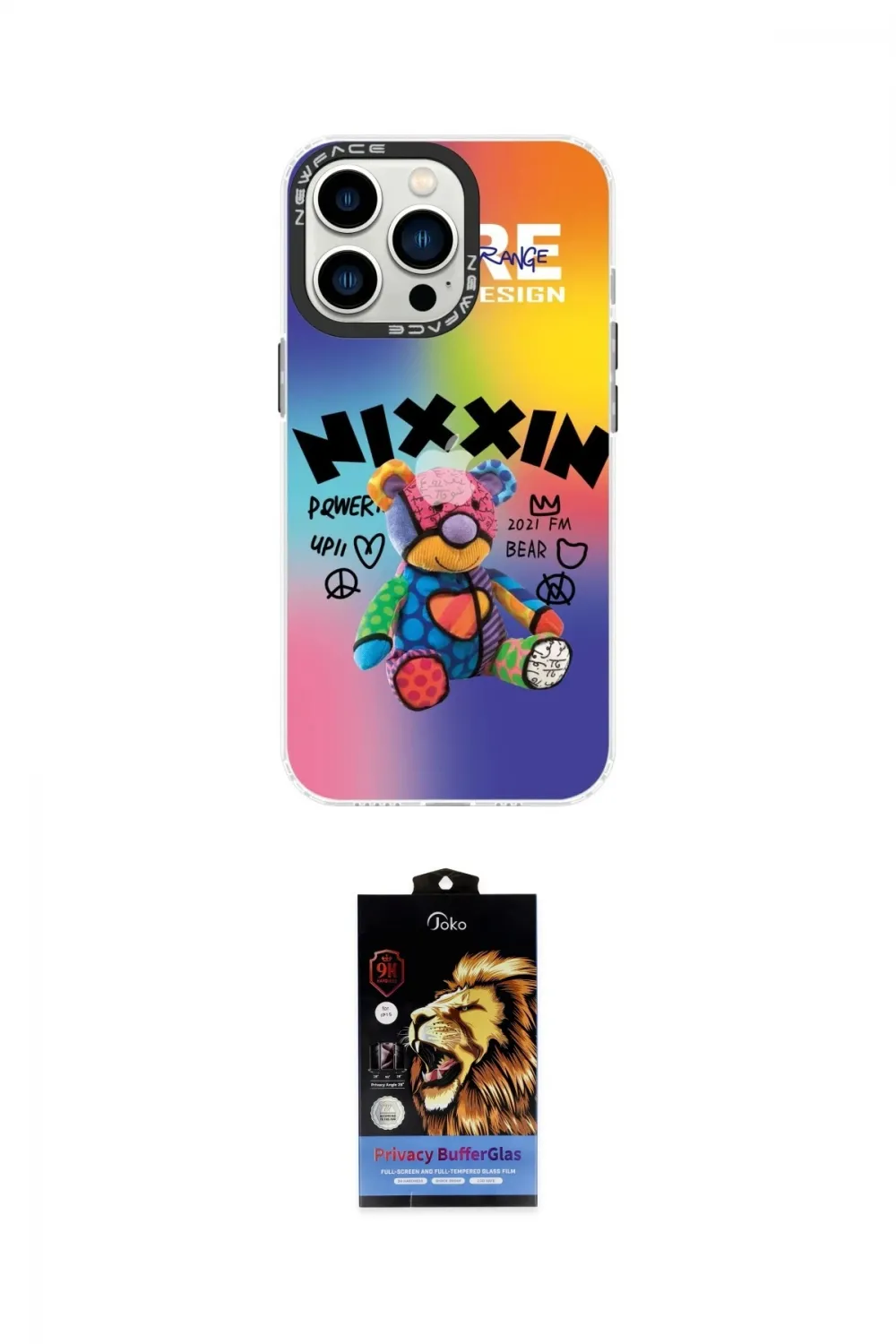 ieg™ iPhone 14 Pro Max Kılıf Siluet Çizgi Koleksiyonu - Siyah Buffer Hayalet Cam Ekran Koruyucu