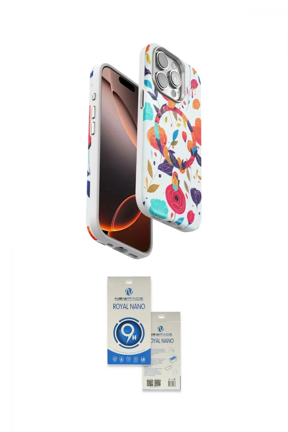 ieg™ iPhone 14 Pro Max Kılıf Siluet Doku - Şeffaf Royal Nano Ekran Koruyucu