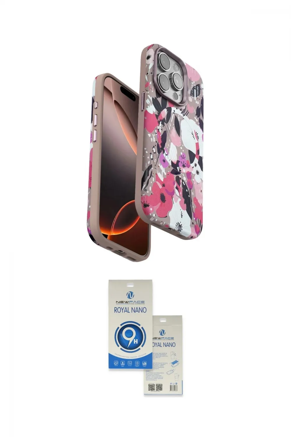 ieg™ iPhone 14 Pro Max Kılıf Siluet Doku - Şeffaf Royal Nano Ekran Koruyucu