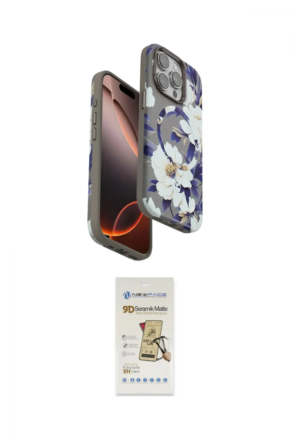 ieg™ iPhone 14 Pro Max Kılıf Siluet Doku - Siyah Mat Seramik Nano Ekran Koruyucu