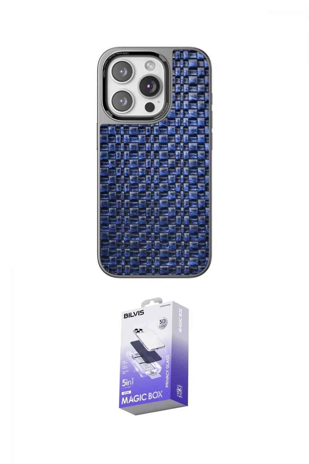 ieg™ iPhone 14 Pro Max Kılıf Siluet Form Serisi - Siyah Bilvis 5in1 5D Magic Hayalet Cam Ekran Koruyucu