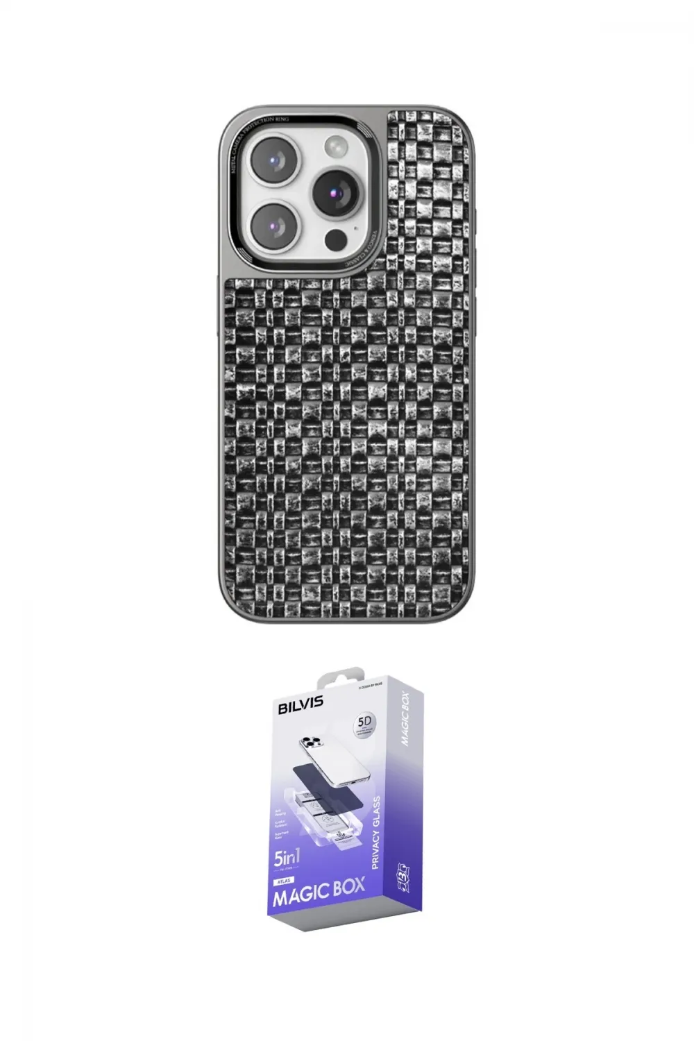 ieg™ iPhone 14 Pro Max Kılıf Siluet Form Serisi - Siyah Bilvis 5in1 5D Magic Hayalet Cam Ekran Koruyucu