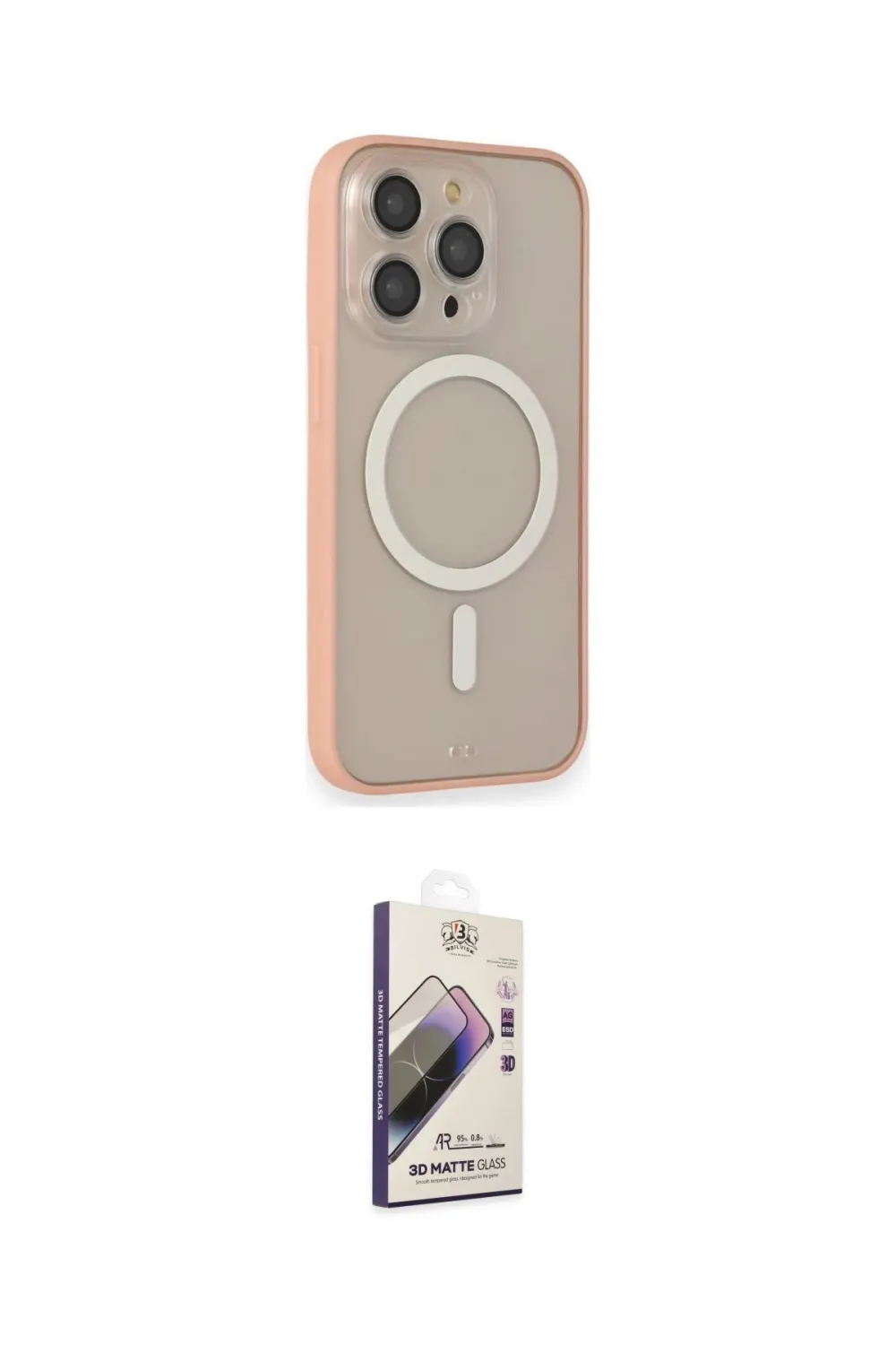 ieg™ iPhone 14 Pro Max Kılıf Siluet Işık Koleksiyonu - Siyah Bilvis 3D Mat Cam Ekran Koruyucu