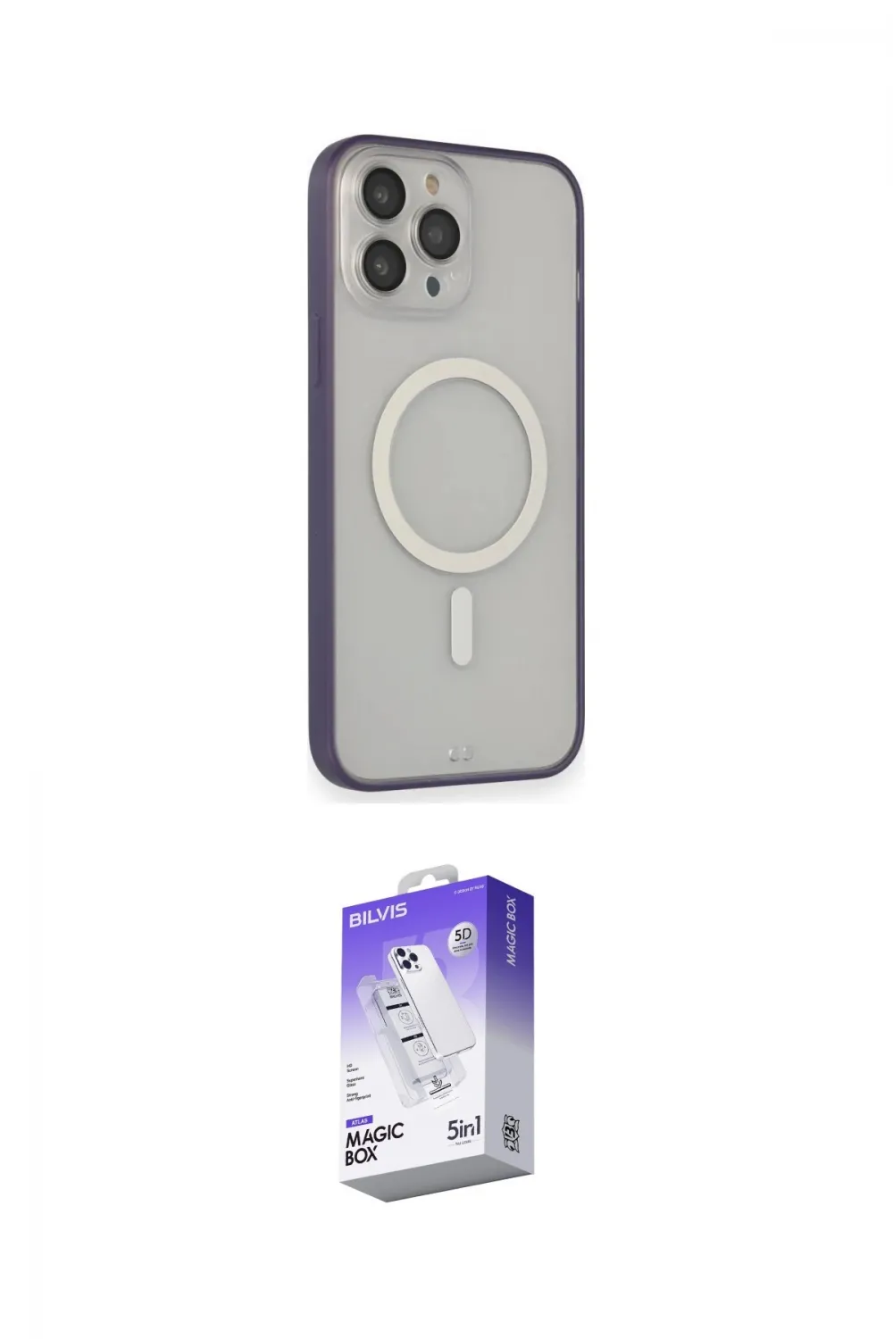 ieg™ iPhone 14 Pro Max Kılıf Siluet Işık Koleksiyonu - Siyah Bilvis 5in1 3D Magic Cam Ekran Koruyucu