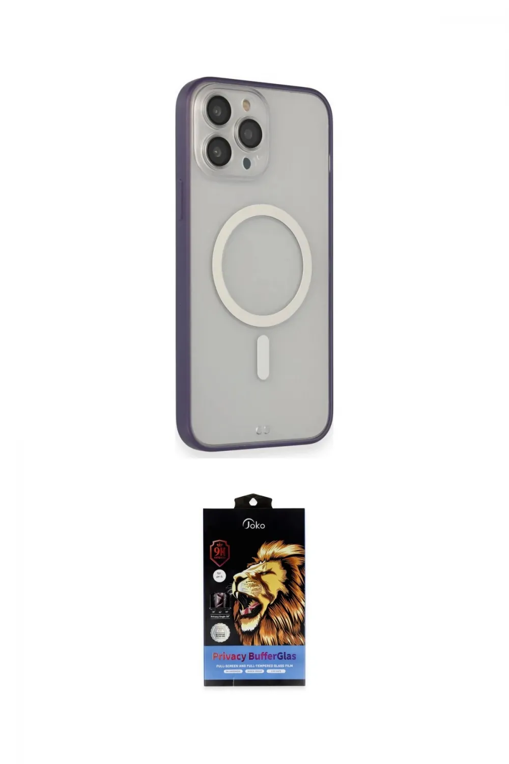 ieg™ iPhone 14 Pro Max Kılıf Siluet Işık Koleksiyonu - Siyah Buffer Hayalet Cam Ekran Koruyucu