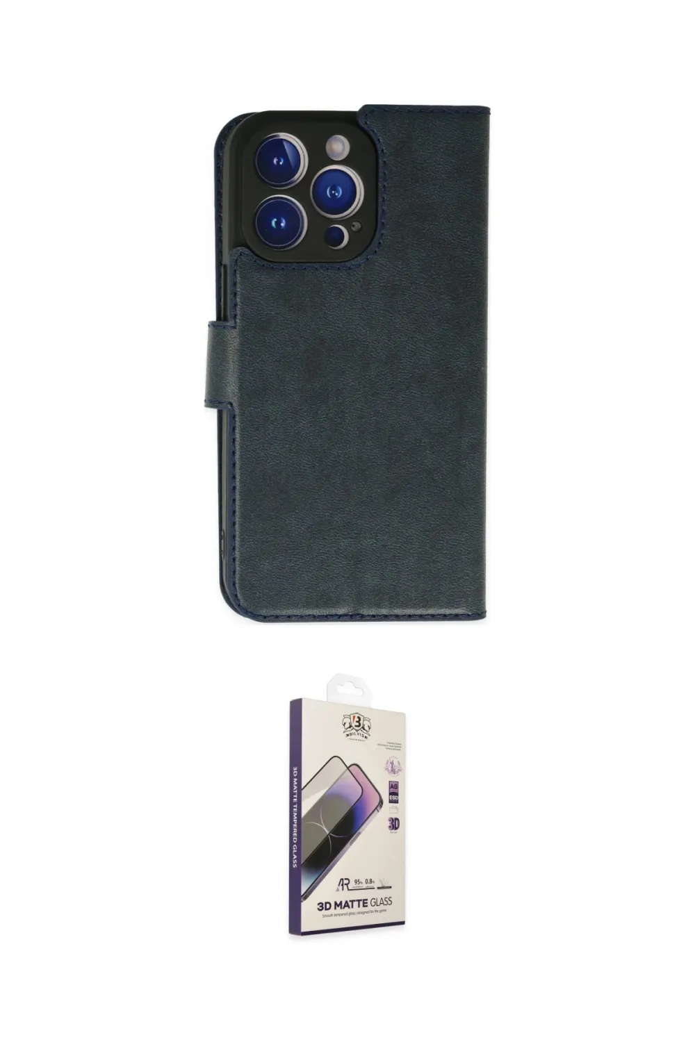 ieg™ iPhone 14 Pro Max Kılıf Siluet Işık Serisi - Siyah Bilvis 3D Mat Cam Ekran Koruyucu