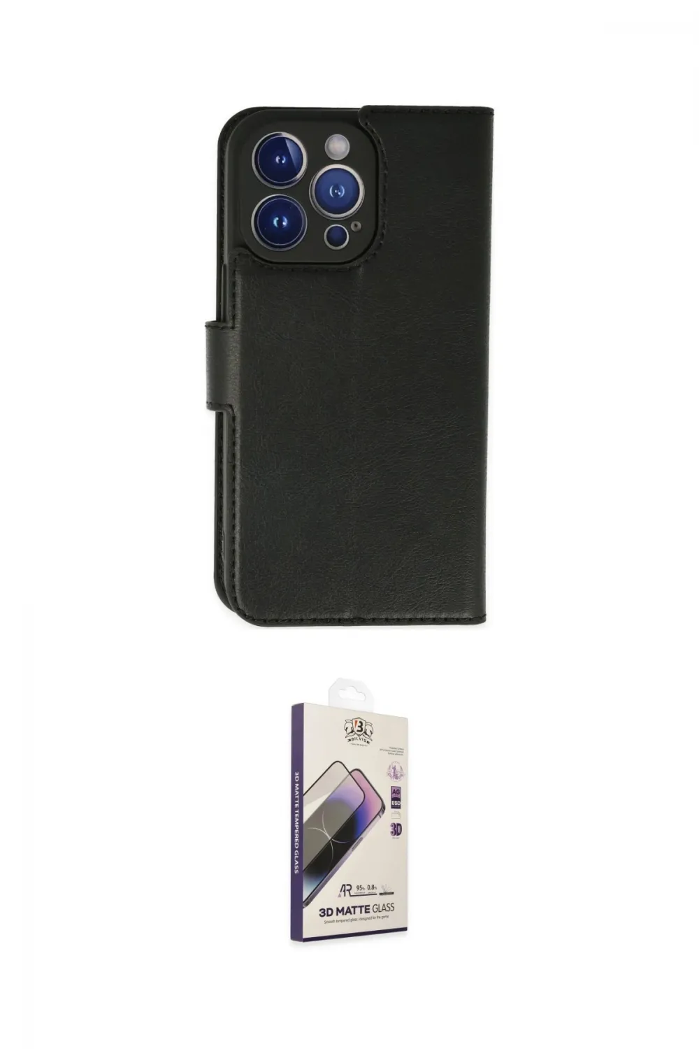ieg™ iPhone 14 Pro Max Kılıf Siluet Işık Serisi - Siyah Bilvis 3D Mat Cam Ekran Koruyucu