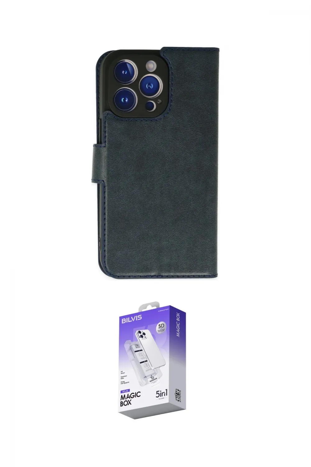ieg™ iPhone 14 Pro Max Kılıf Siluet Işık Serisi - Siyah Bilvis 5in1 3D Magic Cam Ekran Koruyucu