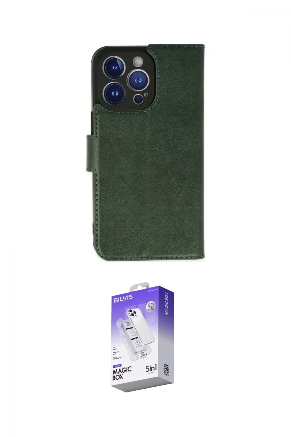 ieg™ iPhone 14 Pro Max Kılıf Siluet Işık Serisi - Siyah Bilvis 5in1 3D Magic Cam Ekran Koruyucu
