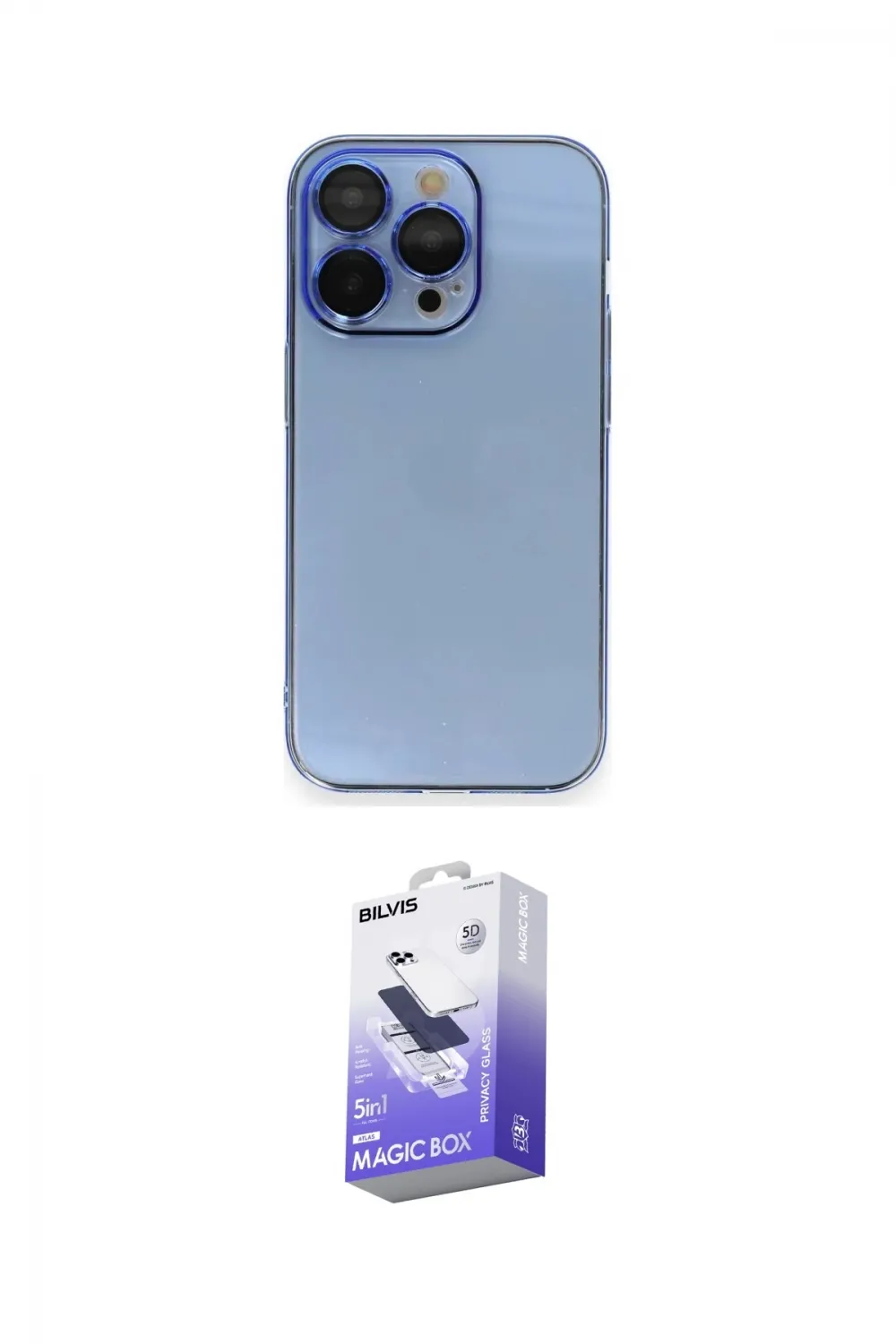 ieg™ iPhone 14 Pro Max Kılıf Siluet Minimal Özel Seri - Siyah Bilvis 5in1 5D Magic Hayalet Cam Ekran Koruyucu