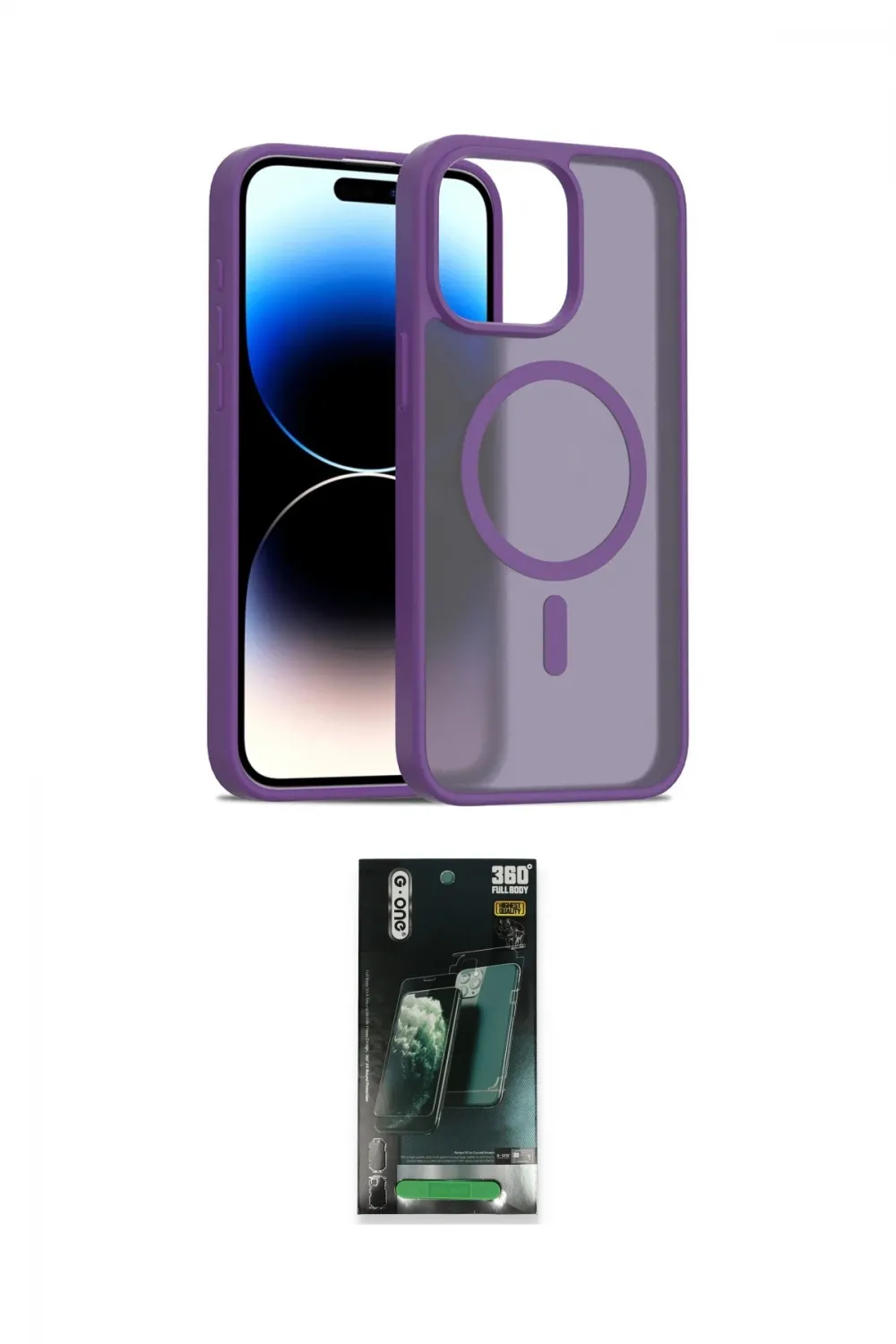 ieg™ iPhone 14 Pro Max Kılıf Siluet Minimal Prime - Şeffaf 360 Full Body Arka Koruyucu