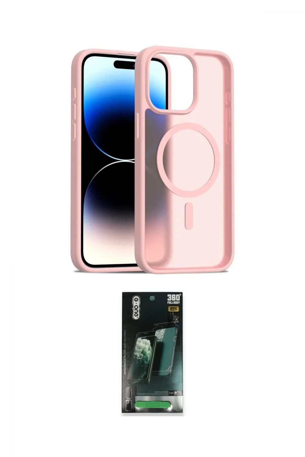 ieg™ iPhone 14 Pro Max Kılıf Siluet Minimal Prime - Şeffaf 360 Full Body Arka Koruyucu