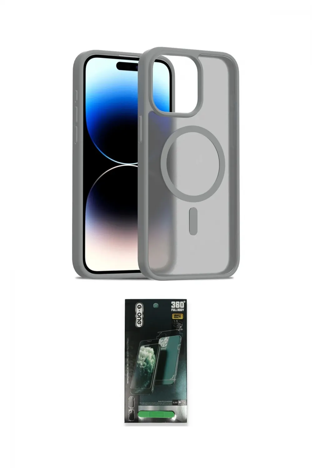 ieg™ iPhone 14 Pro Max Kılıf Siluet Minimal Prime - Şeffaf 360 Full Body Arka Koruyucu