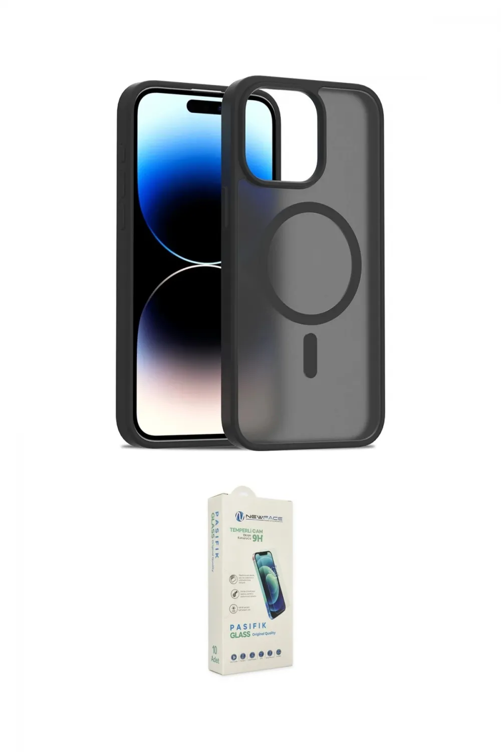 ieg™ iPhone 14 Pro Max Kılıf Siluet Minimal Prime - Şeffaf Pasifik Cam Ekran Koruyucu