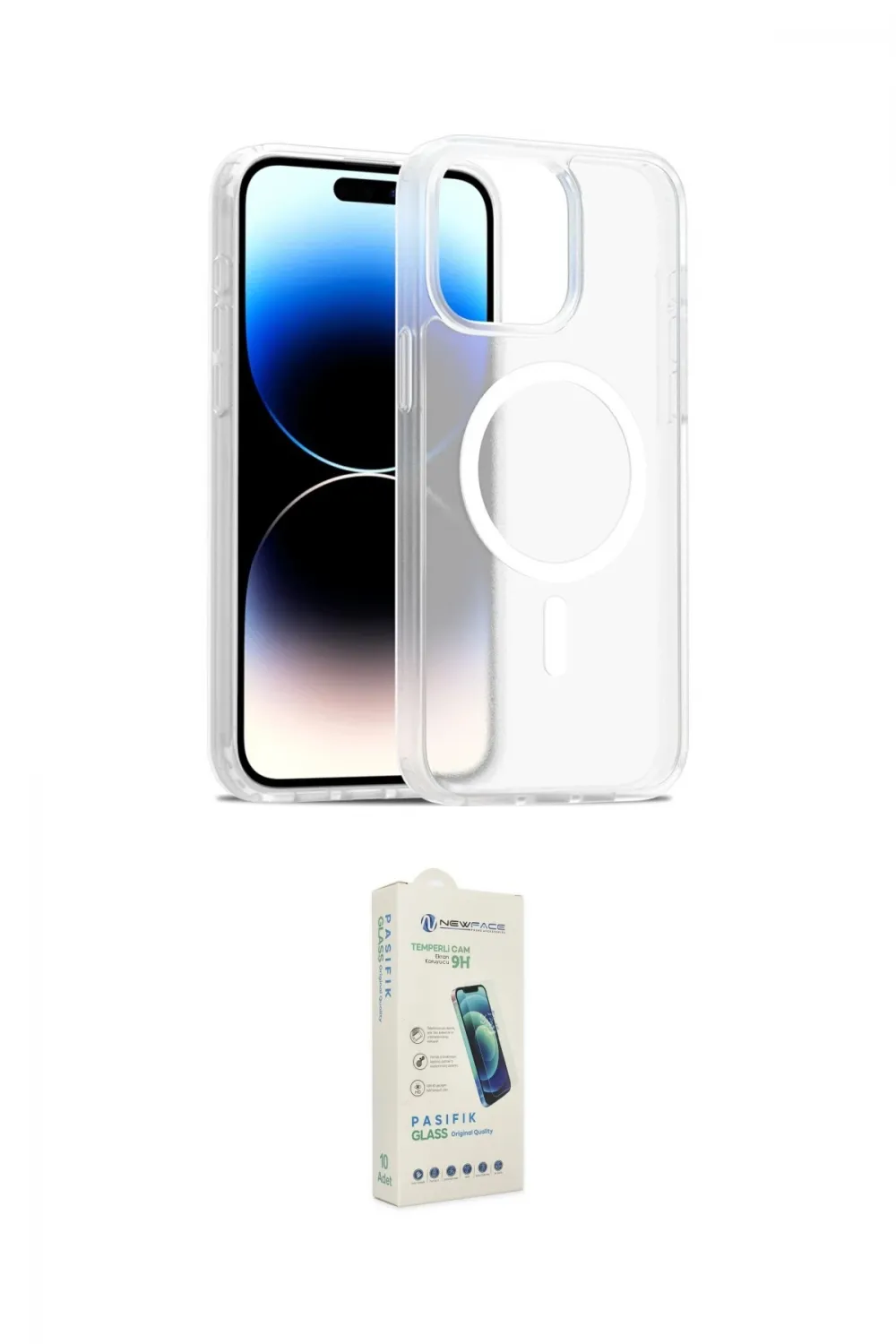 ieg™ iPhone 14 Pro Max Kılıf Siluet Minimal Prime - Şeffaf Pasifik Cam Ekran Koruyucu