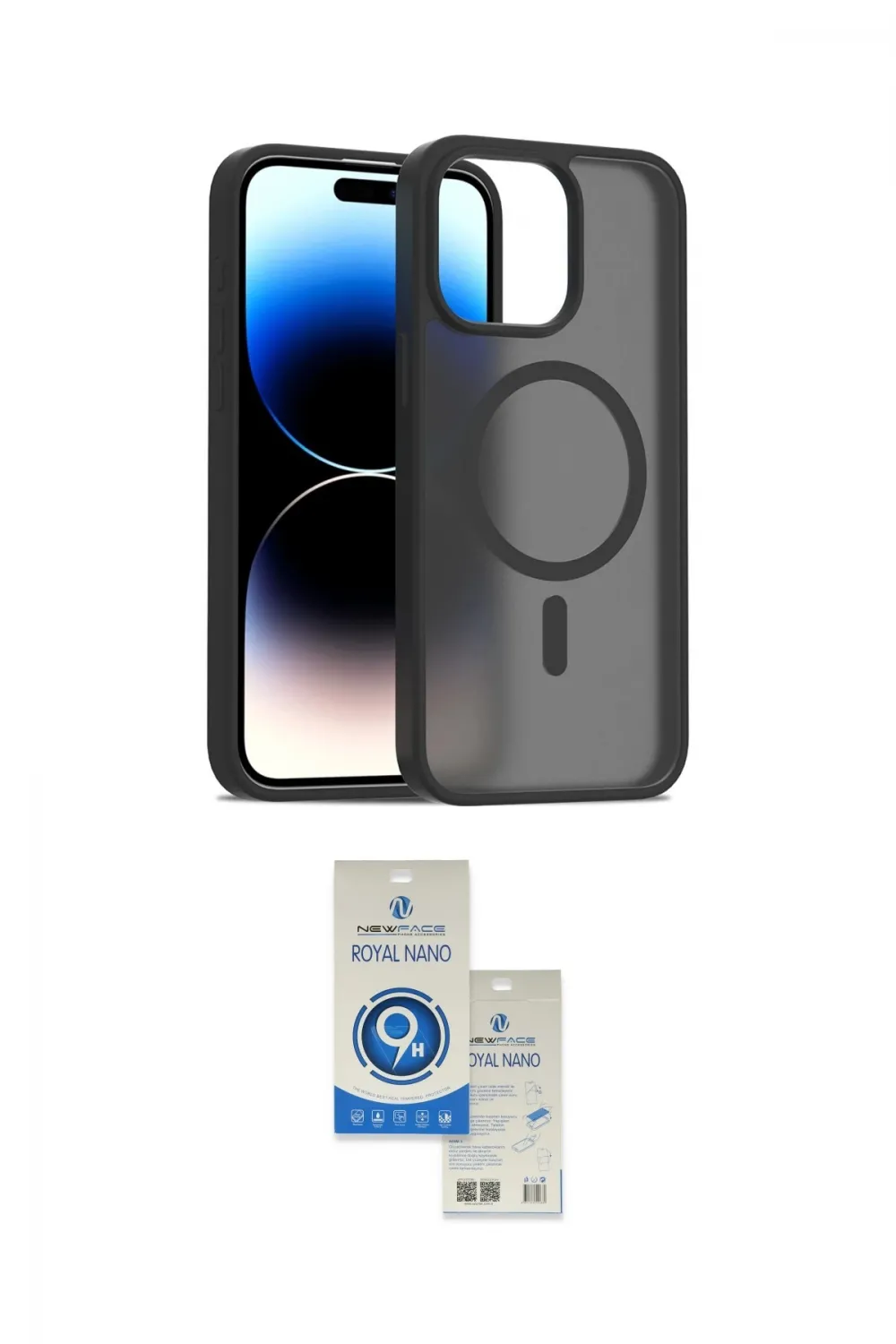 ieg™ iPhone 14 Pro Max Kılıf Siluet Minimal Prime - Şeffaf Royal Nano Ekran Koruyucu